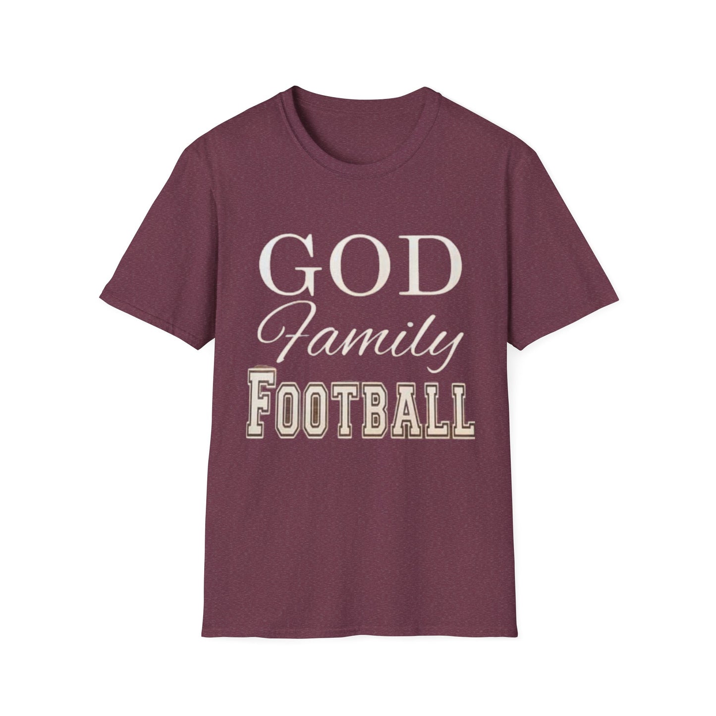 God Family Football Unisex Softstyle T-Shirt | Family Game Day Tee, Sporty Gift, Everyday Comfort, Fall Sportswear, Faith-Inspired Apparel