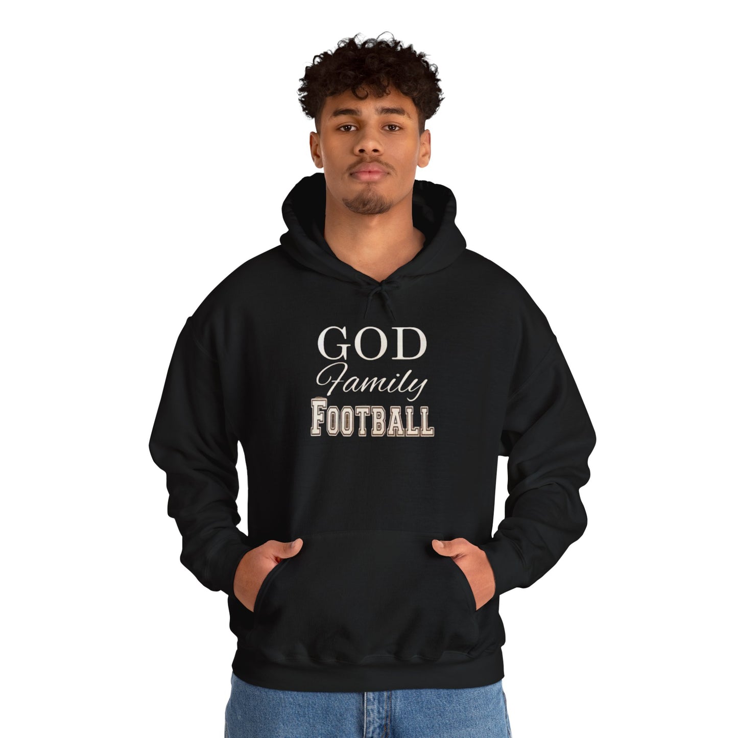Faith & Family Football Hoodie, God Family Football Sweatshirt, Unisex Pullover, Passionate Sportswear, Ideal Gift for Fans