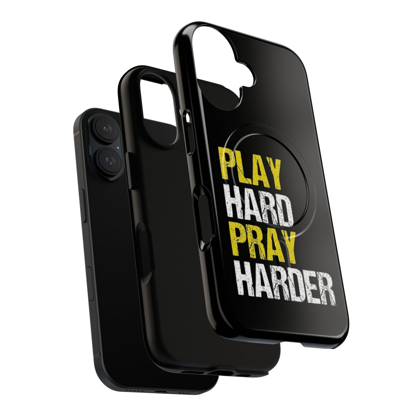 Tough Magnetic Phone Case, Play Hard Pray Harder, Durable Protection, Gifts for Gamers, Sports Enthusiasts, Everyday Use