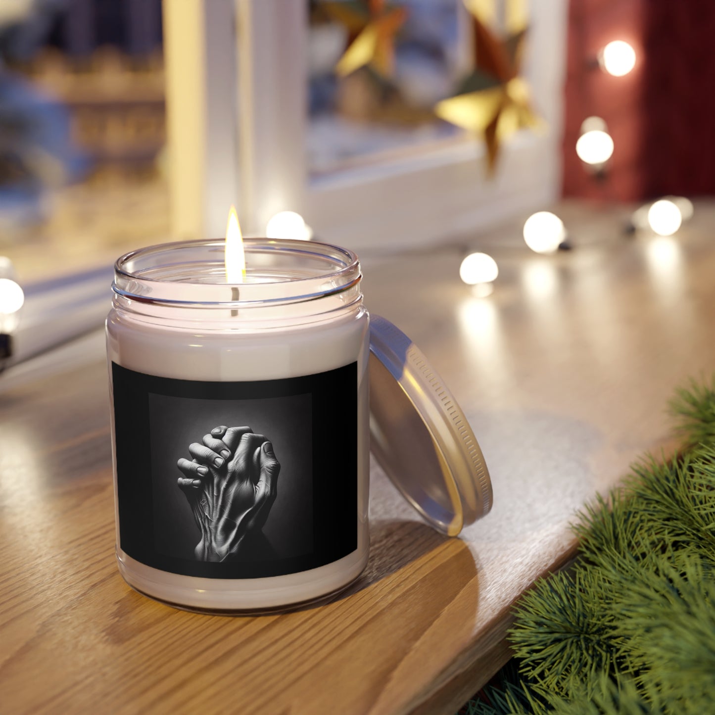 Emotive Black & White Scented Candle, Hand-Holding Art Candle, Home Decor Gift, Unique Candle, Meditation Scent