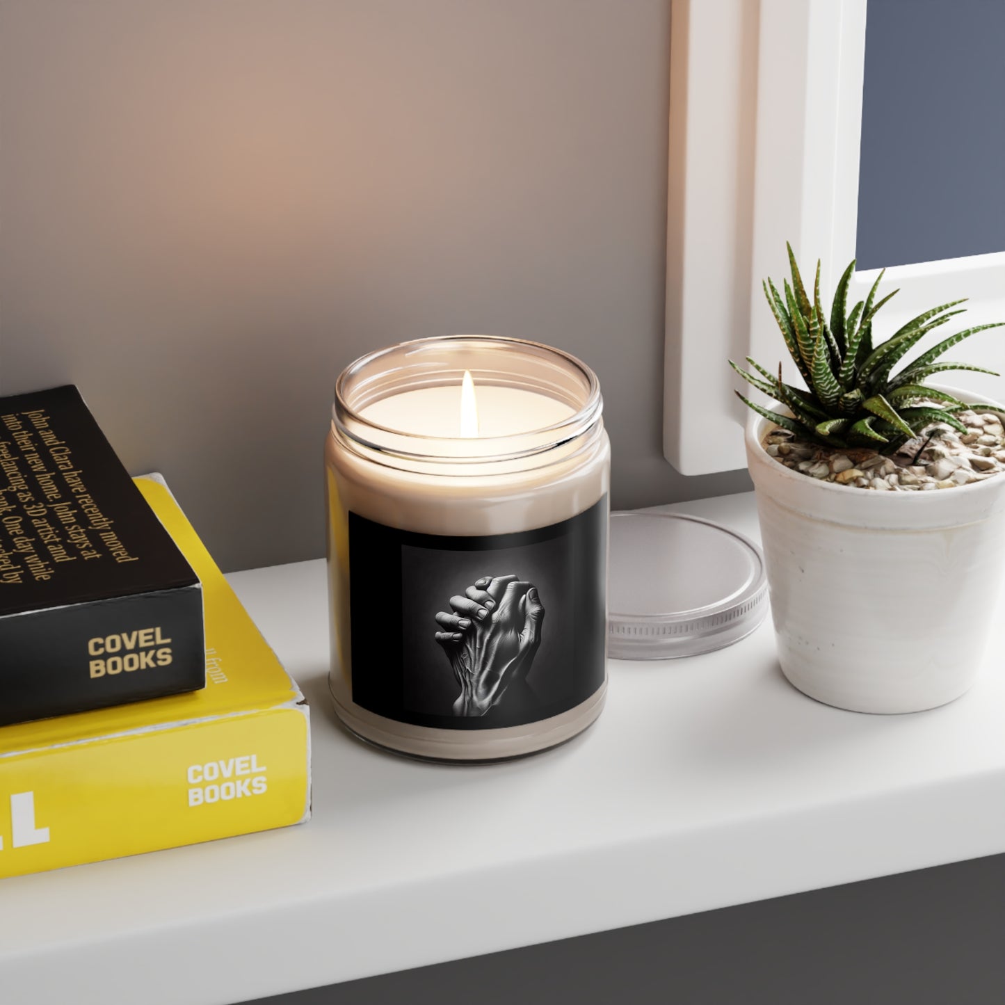 Emotive Black & White Scented Candle, Hand-Holding Art Candle, Home Decor Gift, Unique Candle, Meditation Scent