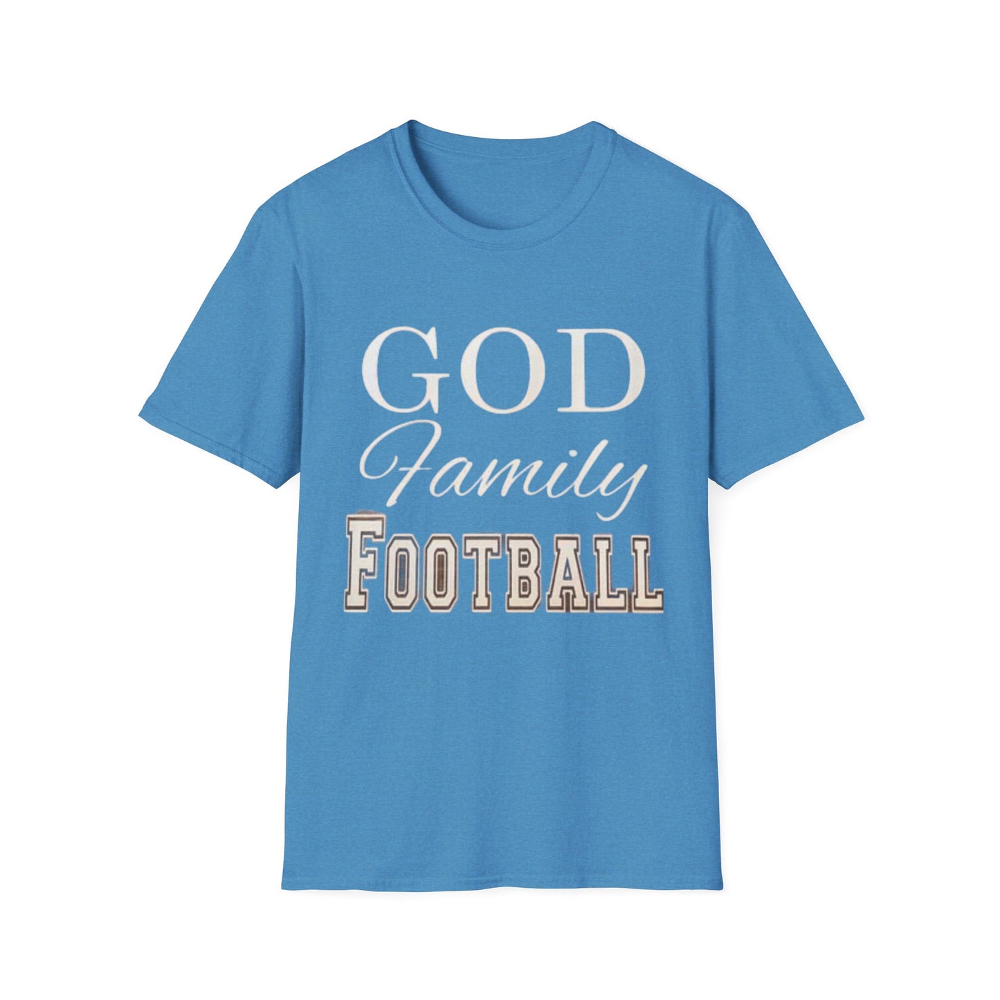 God Family Football Unisex Softstyle T-Shirt | Family Game Day Tee, Sporty Gift, Everyday Comfort, Fall Sportswear, Faith-Inspired Apparel