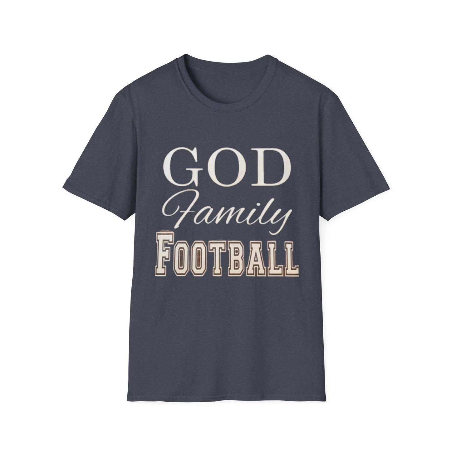 God Family Football Unisex Softstyle T-Shirt | Family Game Day Tee, Sporty Gift, Everyday Comfort, Fall Sportswear, Faith-Inspired Apparel