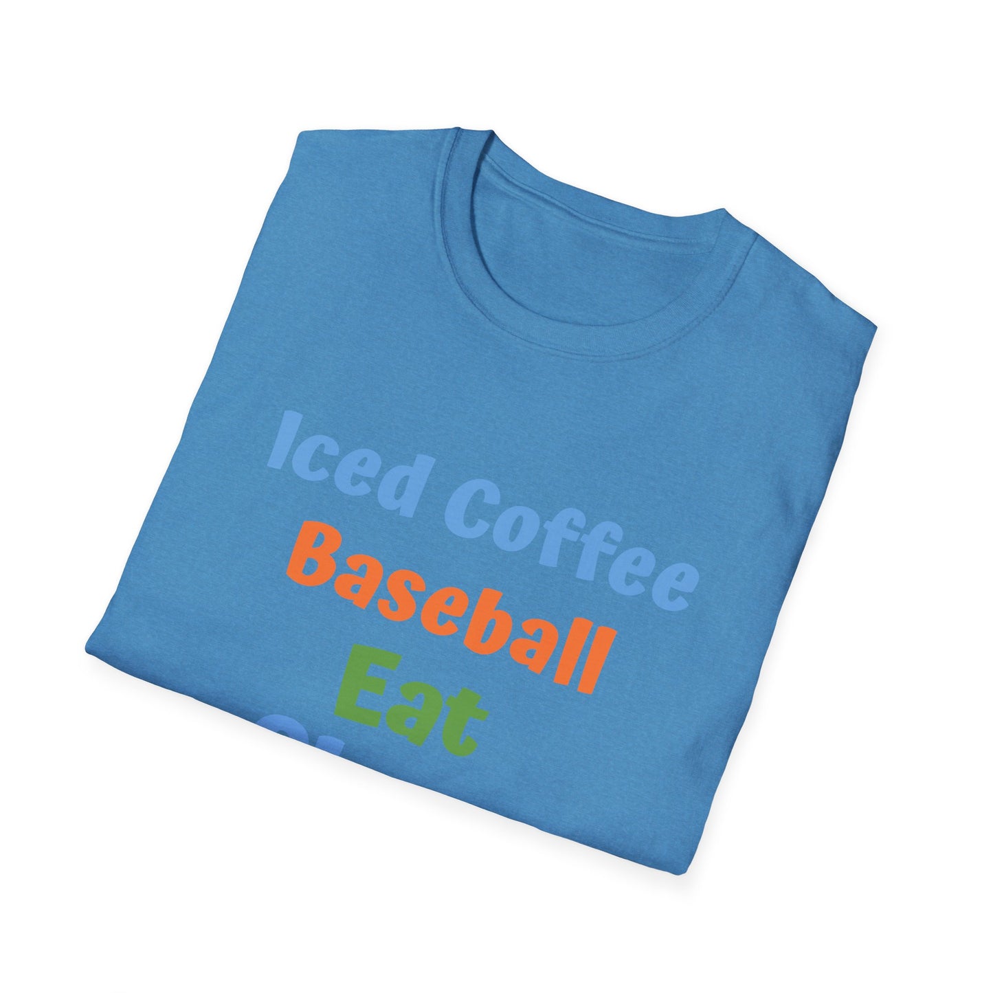Baseball Graphic Tee - Iced Coffee, Eat Sleep Repeat Shirt, Unisex Softstyle T-Shirt, Sportswear, Summer Gift