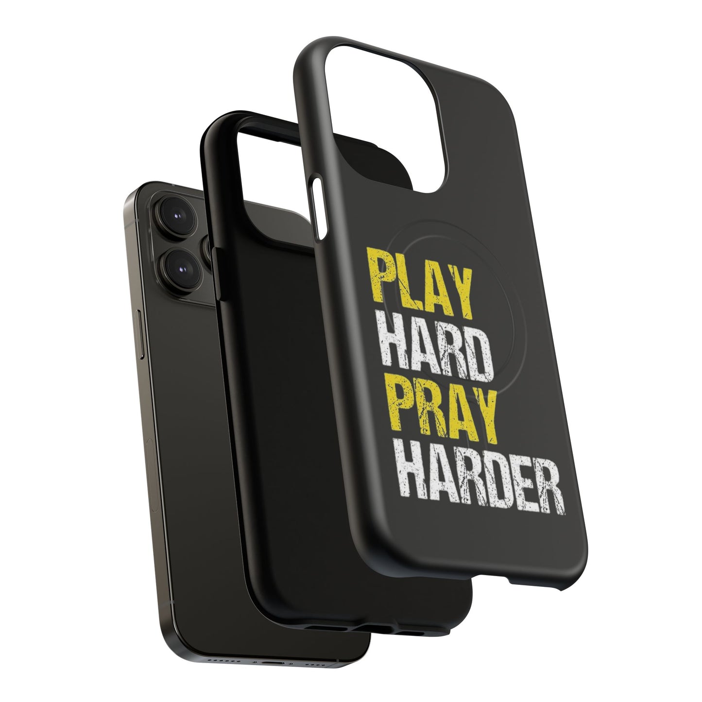 Tough Magnetic Phone Case, Play Hard Pray Harder, Durable Protection, Gifts for Gamers, Sports Enthusiasts, Everyday Use