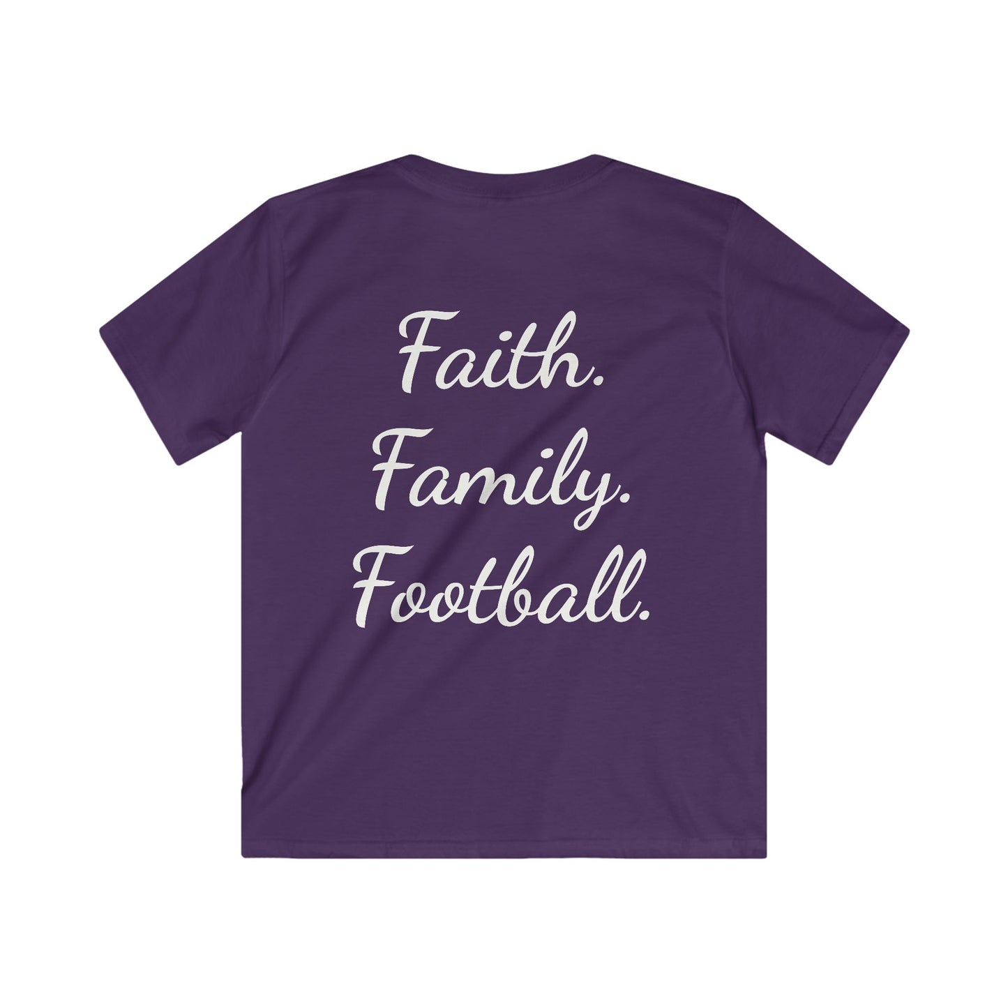 Faith, Family, Football Kids Tee - Softstyle Youth T-Shirt, Gift for Kids, Family Sports Tee, Kids Casual Wear, Birthday Gifts