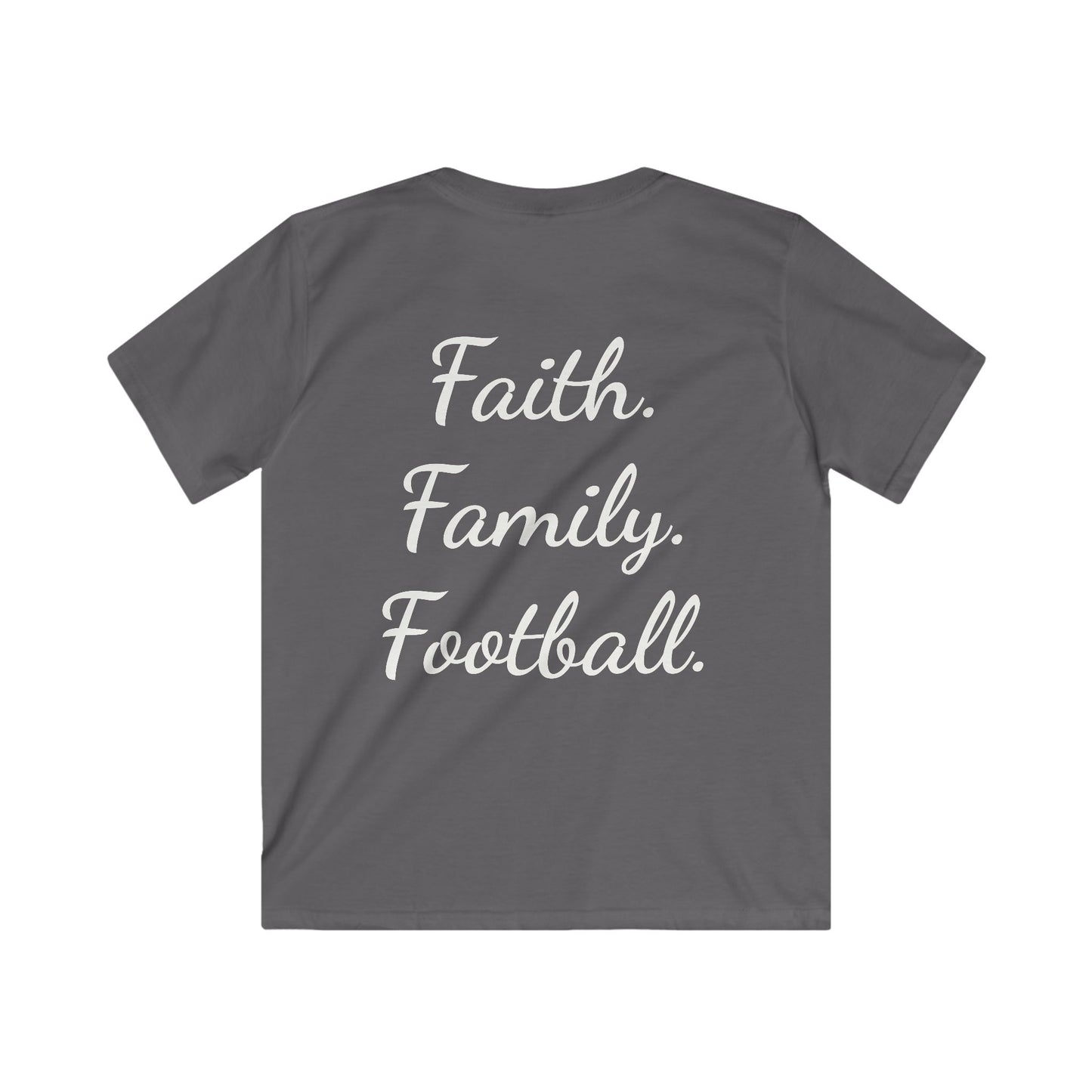 Faith, Family, Football Kids Tee - Softstyle Youth T-Shirt, Gift for Kids, Family Sports Tee, Kids Casual Wear, Birthday Gifts