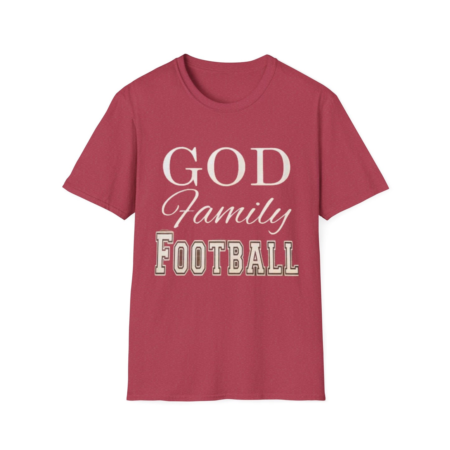 God Family Football Unisex Softstyle T-Shirt | Family Game Day Tee, Sporty Gift, Everyday Comfort, Fall Sportswear, Faith-Inspired Apparel
