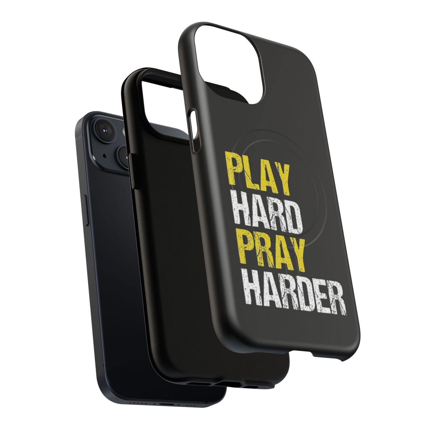 Tough Magnetic Phone Case, Play Hard Pray Harder, Durable Protection, Gifts for Gamers, Sports Enthusiasts, Everyday Use