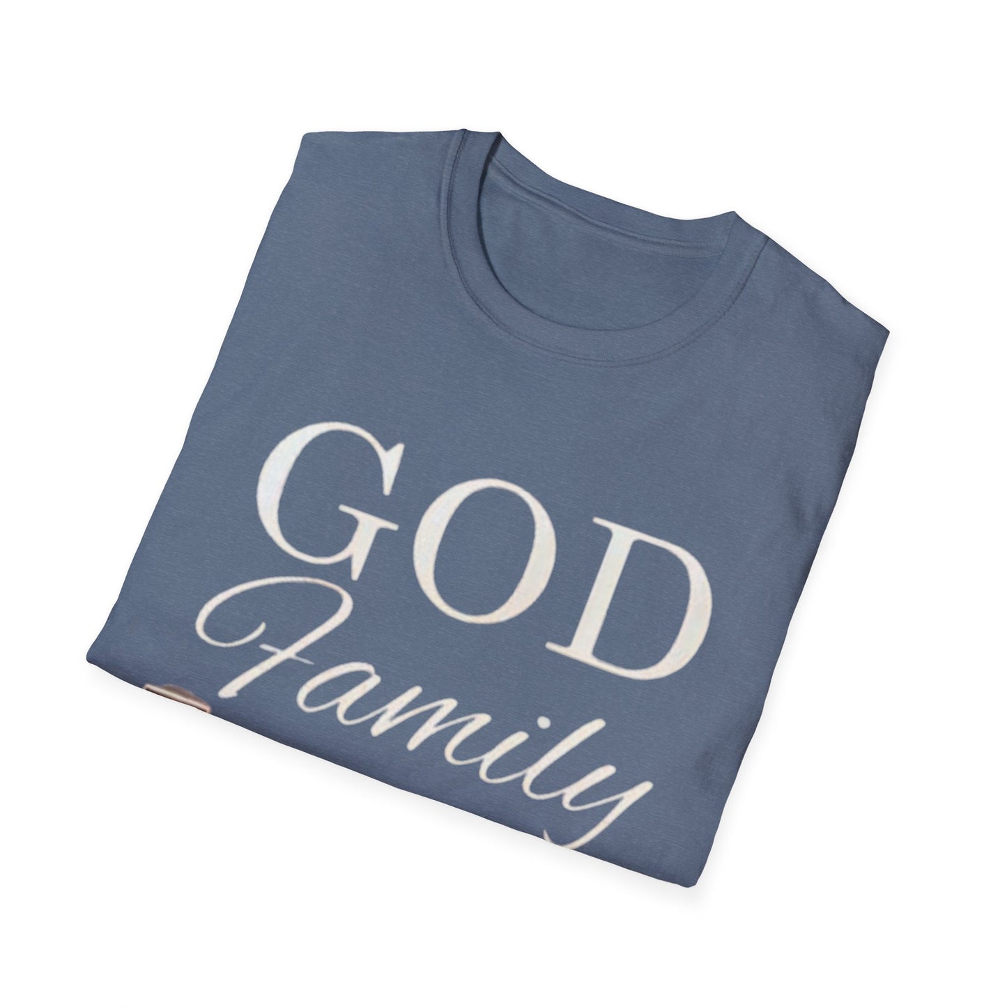 God Family Football Unisex Softstyle T-Shirt | Family Game Day Tee, Sporty Gift, Everyday Comfort, Fall Sportswear, Faith-Inspired Apparel