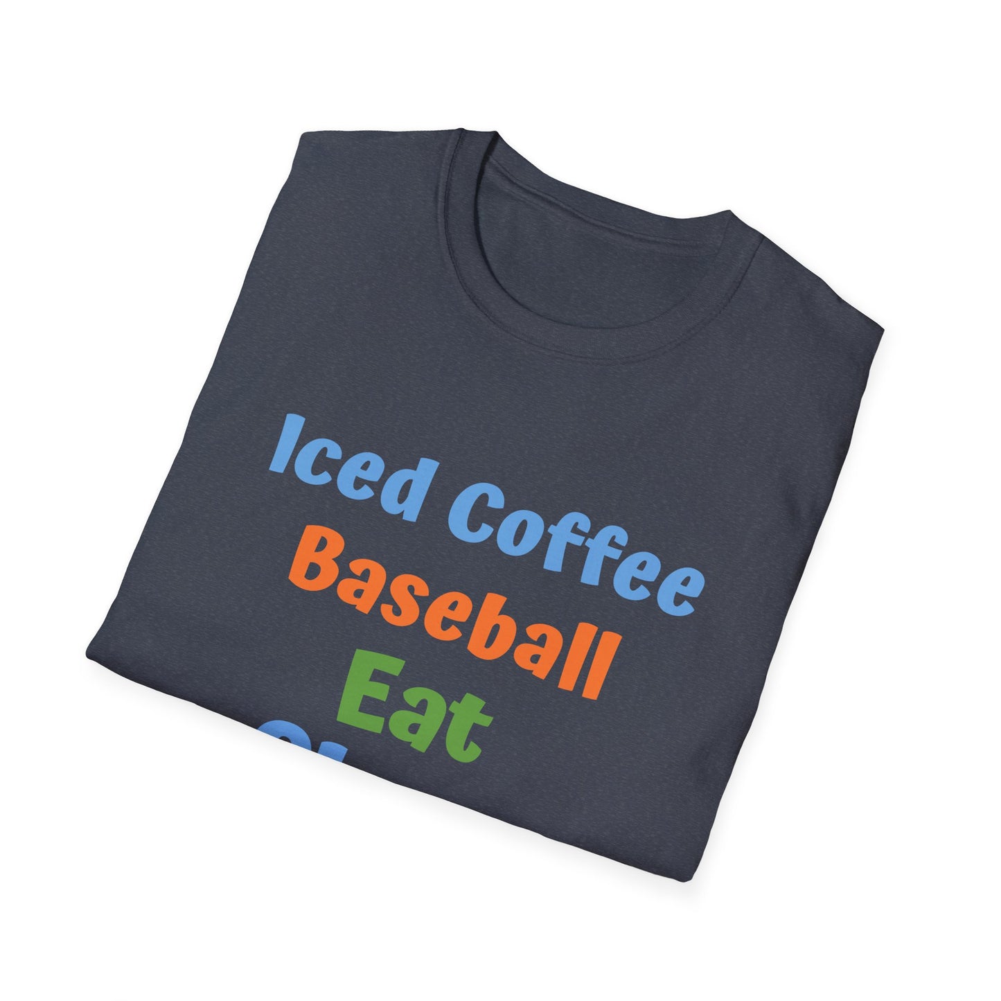 Baseball Graphic Tee - Iced Coffee, Eat Sleep Repeat Shirt, Unisex Softstyle T-Shirt, Sportswear, Summer Gift