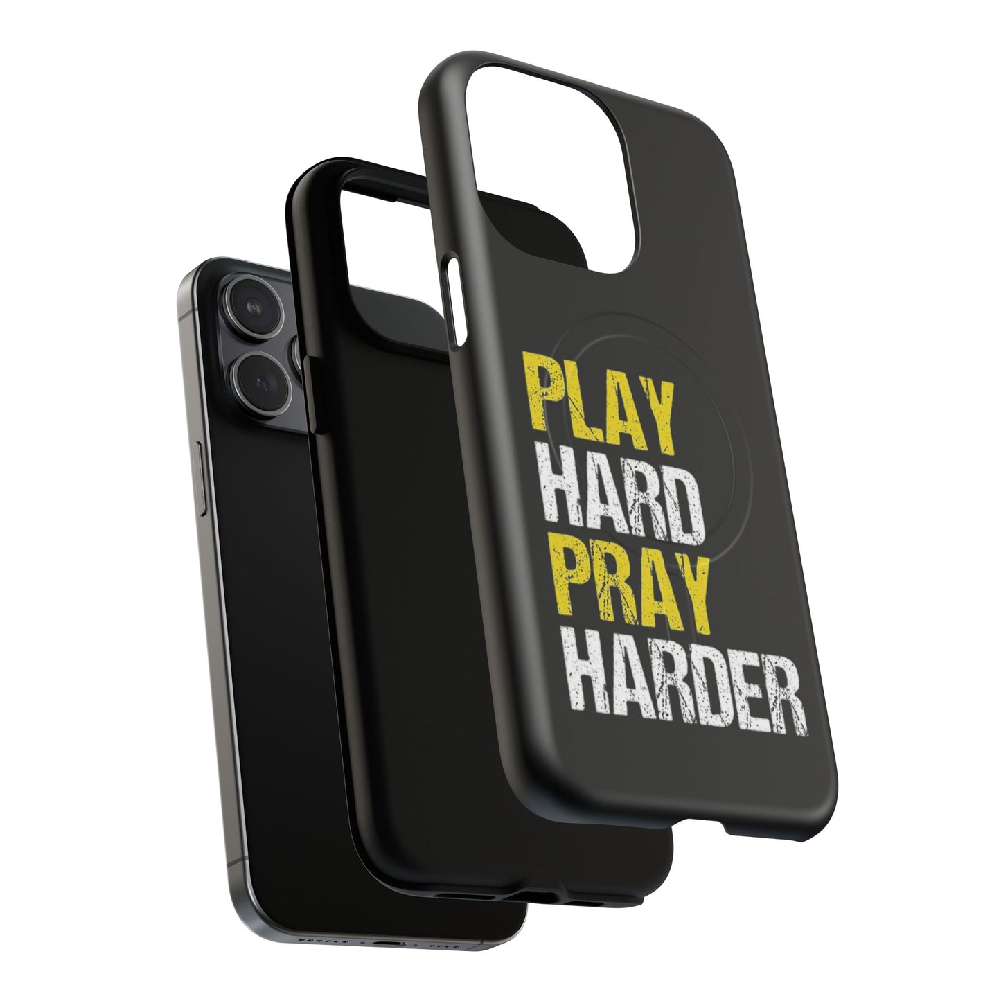 Tough Magnetic Phone Case, Play Hard Pray Harder, Durable Protection, Gifts for Gamers, Sports Enthusiasts, Everyday Use