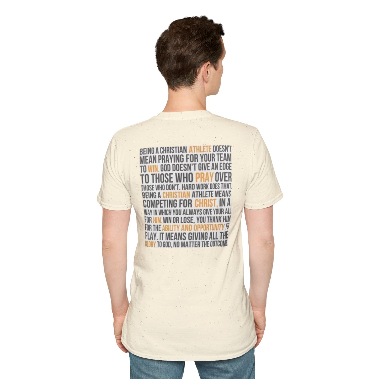Christian Athelete T-Shirt, Inspirational Tee, Unisex Softstyle Shirt, Sports Motivational Top, Faith and Competition Apparel