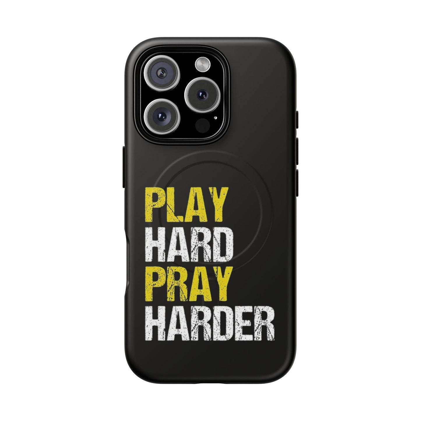 Tough Magnetic Phone Case, Play Hard Pray Harder, Durable Protection, Gifts for Gamers, Sports Enthusiasts, Everyday Use