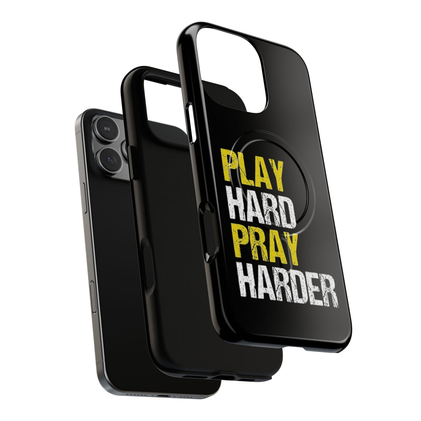 Tough Magnetic Phone Case, Play Hard Pray Harder, Durable Protection, Gifts for Gamers, Sports Enthusiasts, Everyday Use
