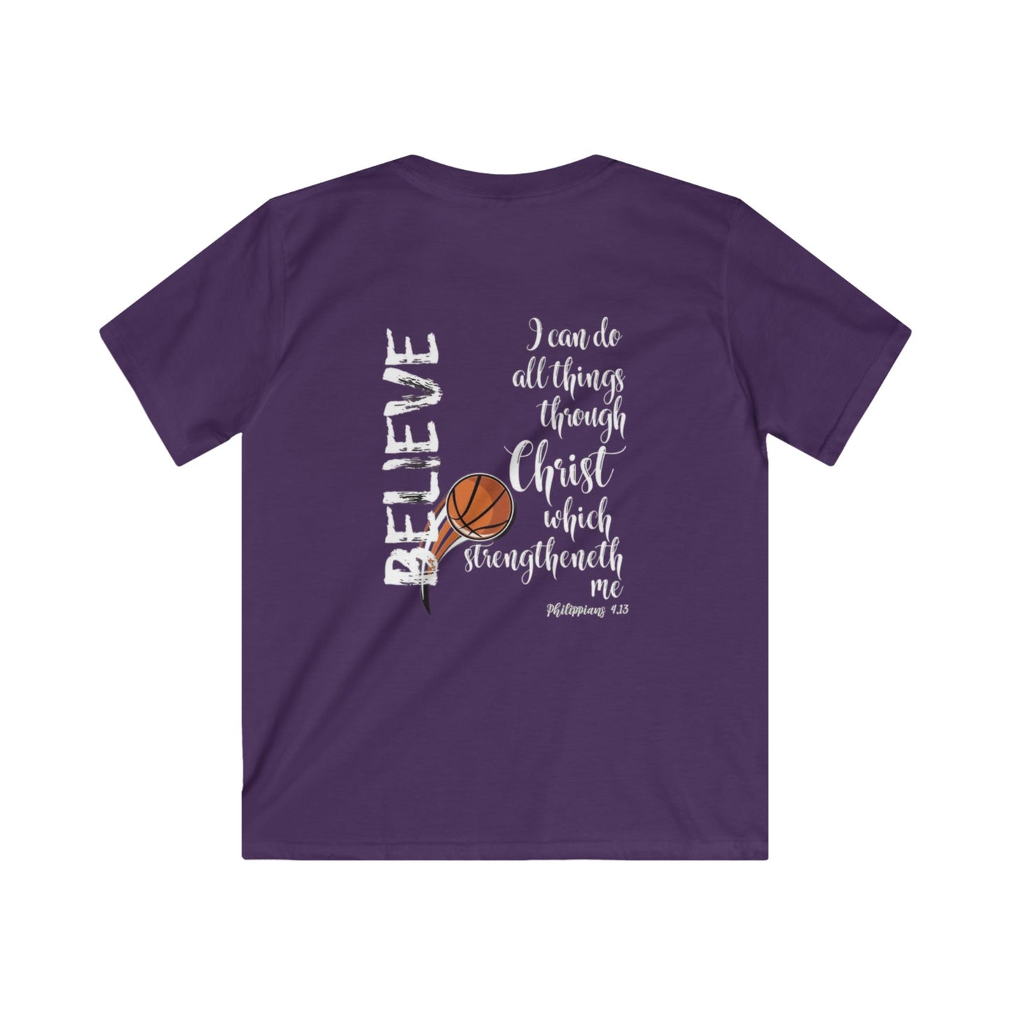 Kids Inspirational Tee, Motivational Kids Shirt, Believe T-Shirt, Christian Youth Clothing, Basketball Faith Tee