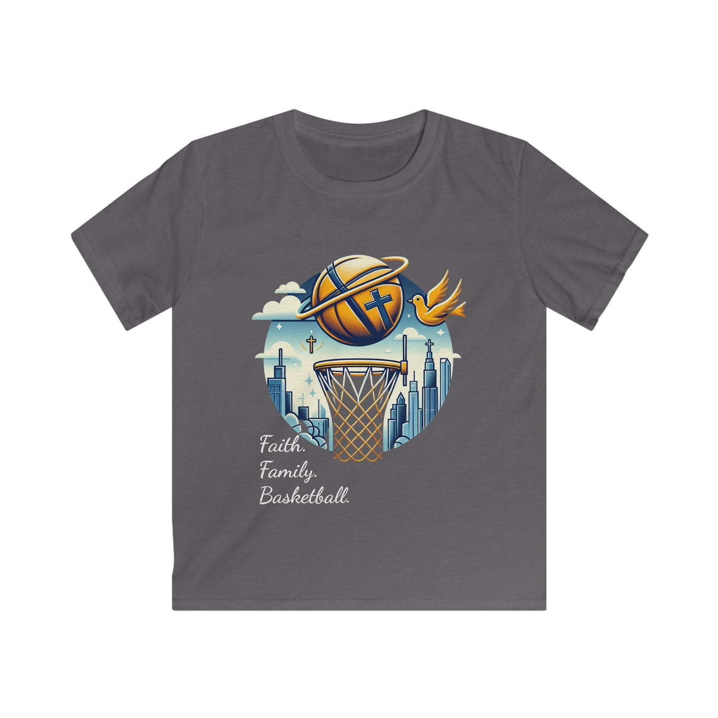 Basketball Dreams Kids Softstyle Tee, Youth Sports Apparel, Birthday Gift, Fun Family Outing, Active Playwear