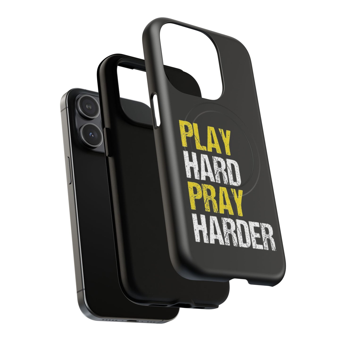 Tough Magnetic Phone Case, Play Hard Pray Harder, Durable Protection, Gifts for Gamers, Sports Enthusiasts, Everyday Use