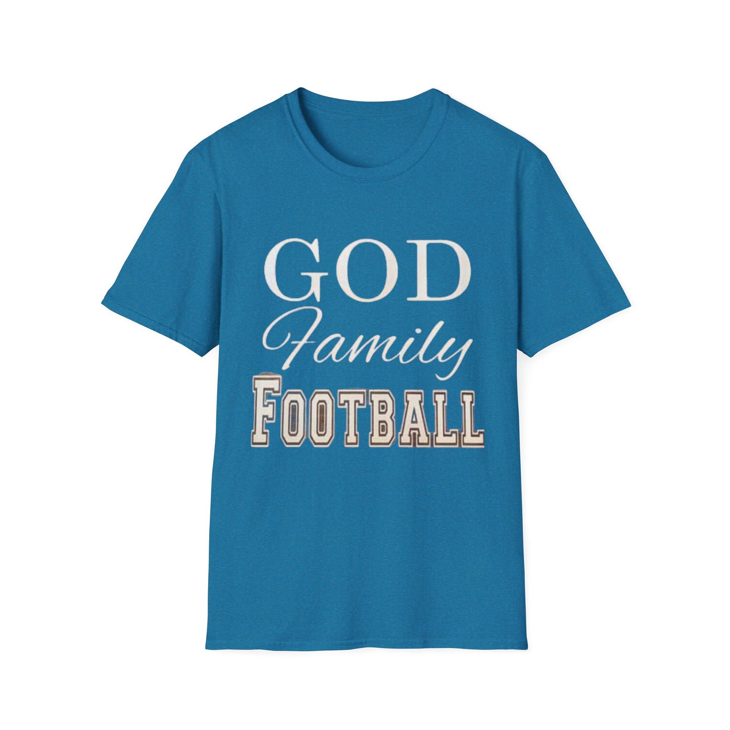 God Family Football Unisex Softstyle T-Shirt | Family Game Day Tee, Sporty Gift, Everyday Comfort, Fall Sportswear, Faith-Inspired Apparel