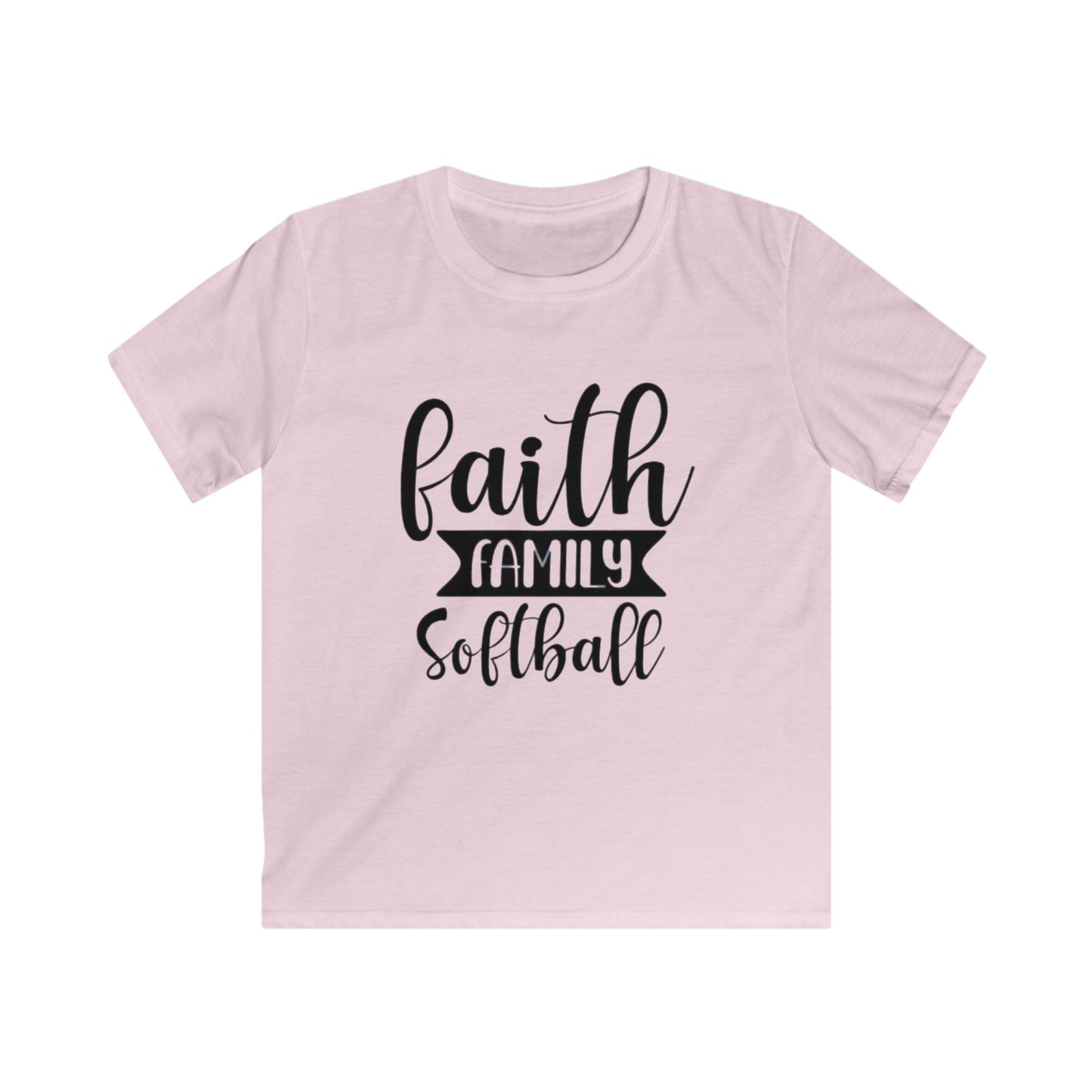 Faith Family Softball Kids Tee - Perfect Gift for Sports Lovers, Family Gatherings, Birthdays, Softball Tournaments, and Everyday Wear