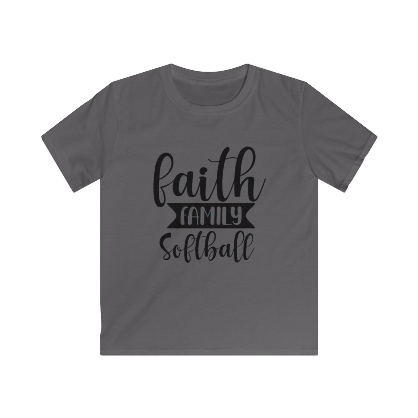 Faith Family Softball Kids Tee - Perfect Gift for Sports Lovers, Family Gatherings, Birthdays, Softball Tournaments, and Everyday Wear