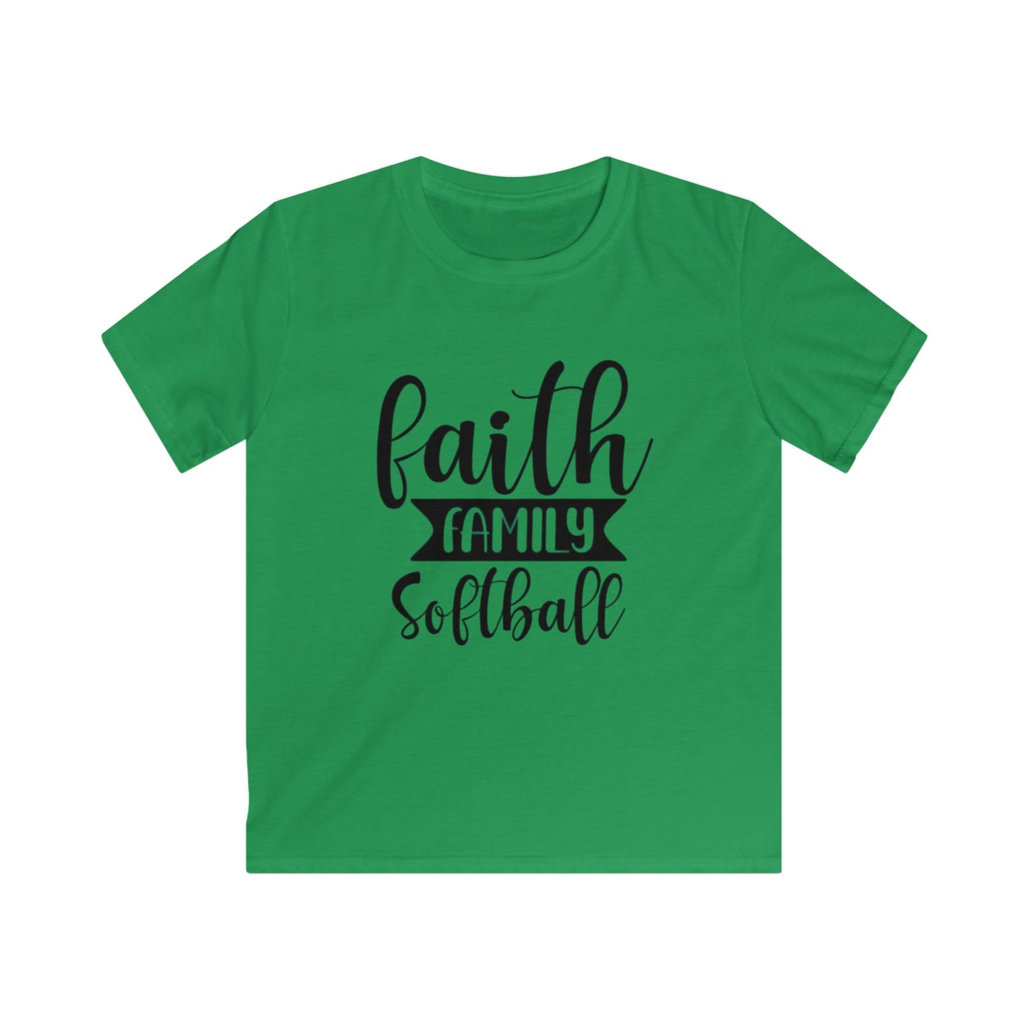Faith Family Softball Kids Tee - Perfect Gift for Sports Lovers, Family Gatherings, Birthdays, Softball Tournaments, and Everyday Wear