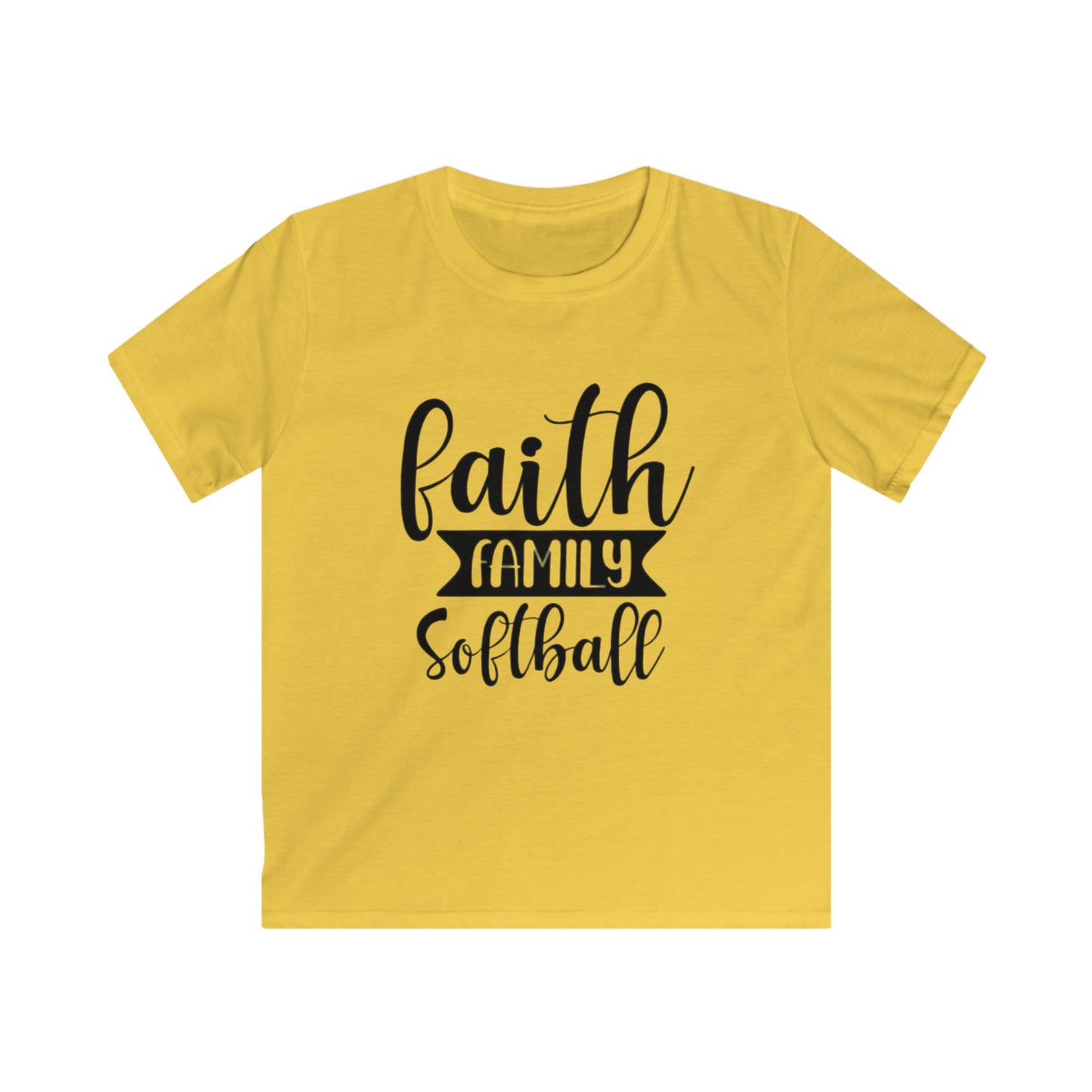 Faith Family Softball Kids Tee - Perfect Gift for Sports Lovers, Family Gatherings, Birthdays, Softball Tournaments, and Everyday Wear