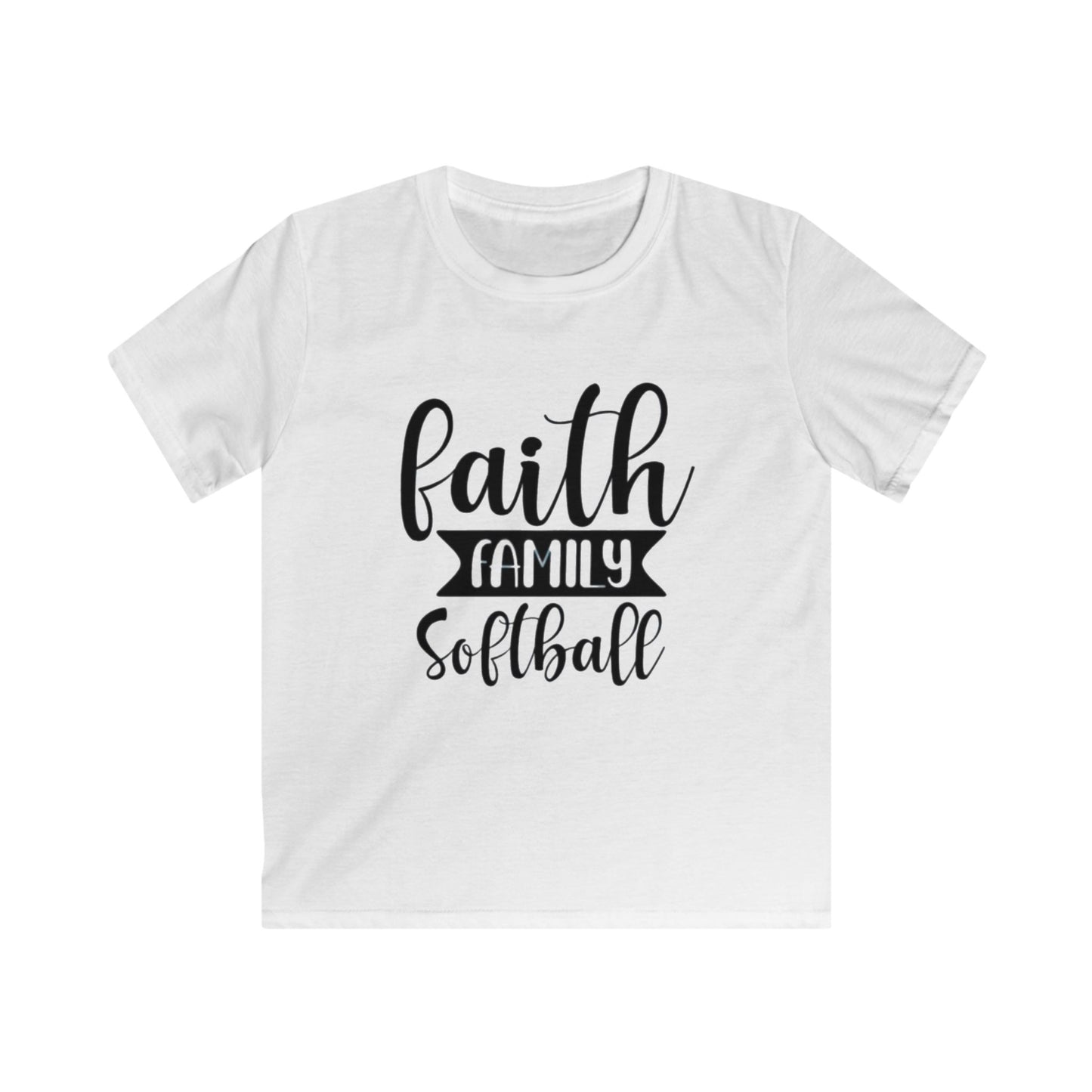 Faith Family Softball Kids Tee - Perfect Gift for Sports Lovers, Family Gatherings, Birthdays, Softball Tournaments, and Everyday Wear
