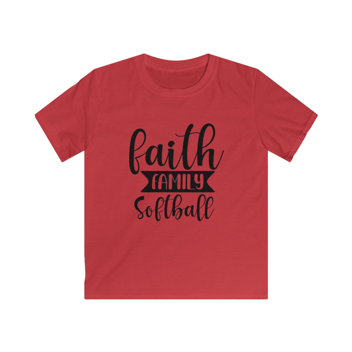 Faith Family Softball Kids Tee - Perfect Gift for Sports Lovers, Family Gatherings, Birthdays, Softball Tournaments, and Everyday Wear
