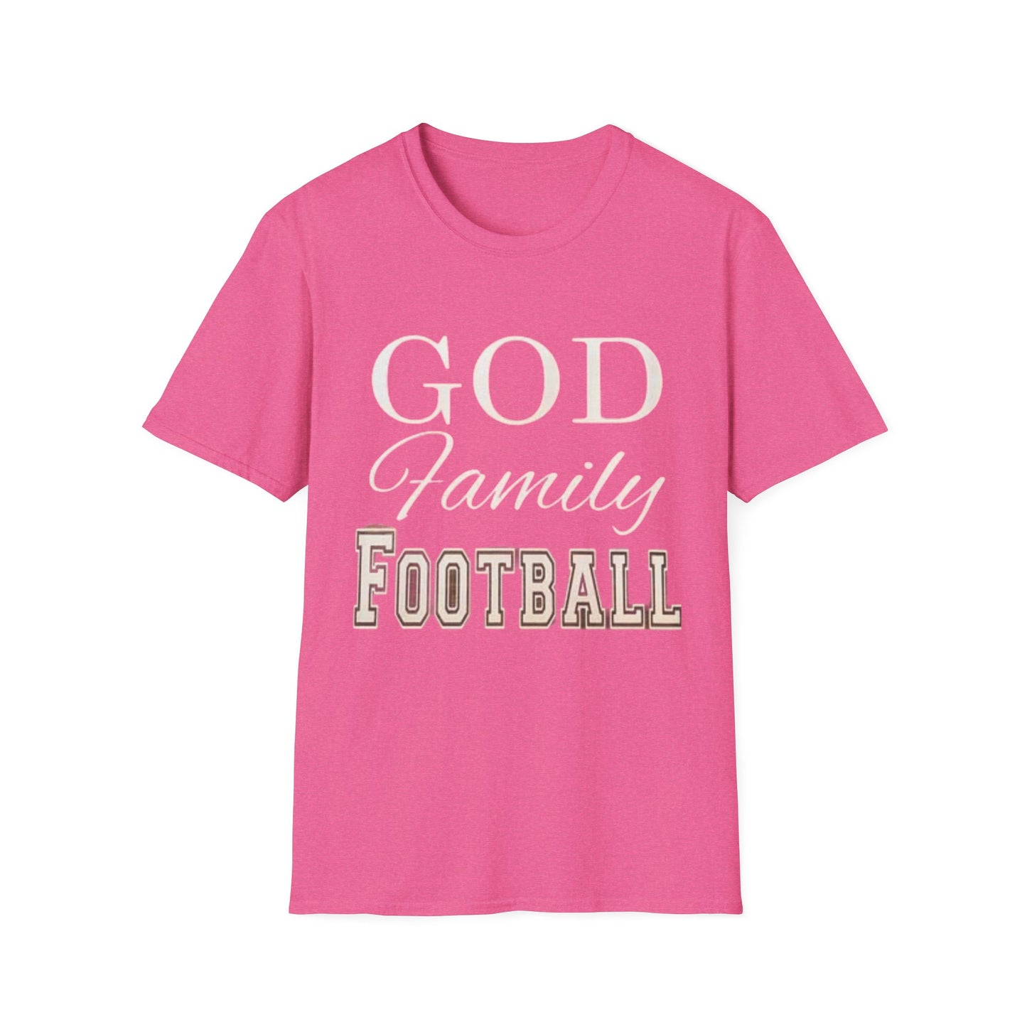 God Family Football Unisex Softstyle T-Shirt | Family Game Day Tee, Sporty Gift, Everyday Comfort, Fall Sportswear, Faith-Inspired Apparel