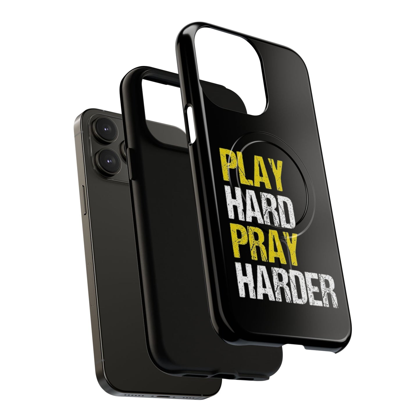 Tough Magnetic Phone Case, Play Hard Pray Harder, Durable Protection, Gifts for Gamers, Sports Enthusiasts, Everyday Use