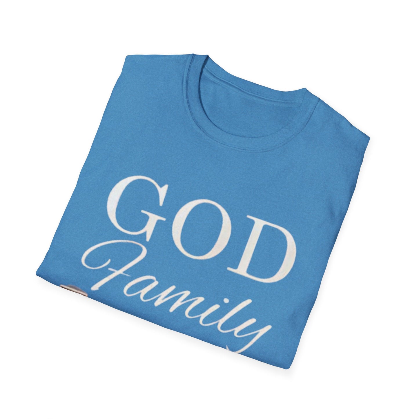 God Family Football Unisex Softstyle T-Shirt | Family Game Day Tee, Sporty Gift, Everyday Comfort, Fall Sportswear, Faith-Inspired Apparel