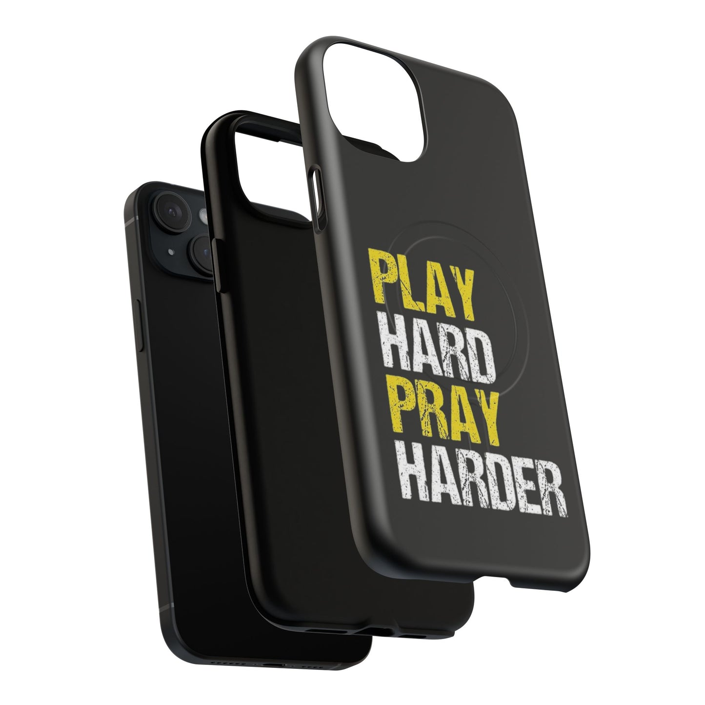 Tough Magnetic Phone Case, Play Hard Pray Harder, Durable Protection, Gifts for Gamers, Sports Enthusiasts, Everyday Use