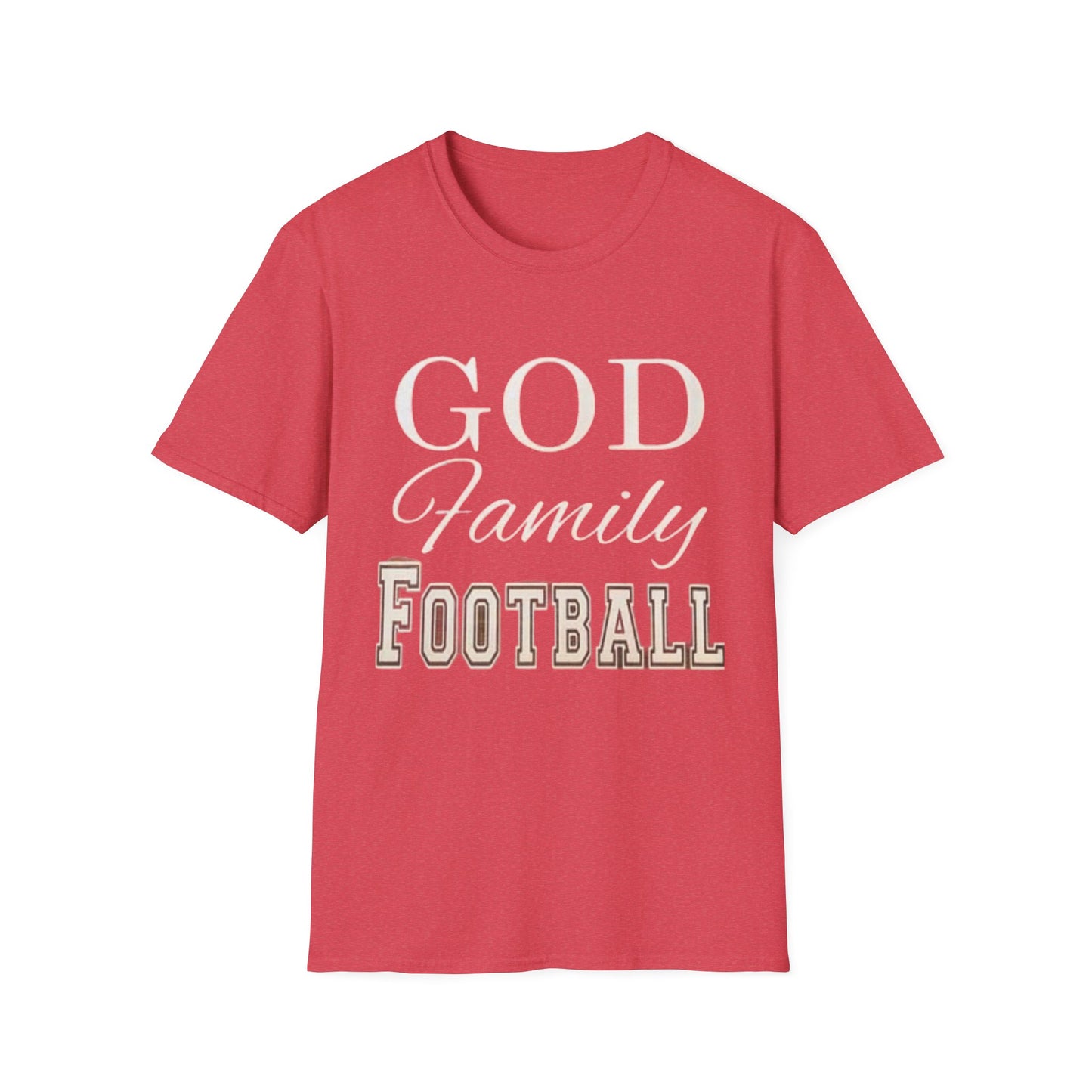 God Family Football Unisex Softstyle T-Shirt | Family Game Day Tee, Sporty Gift, Everyday Comfort, Fall Sportswear, Faith-Inspired Apparel