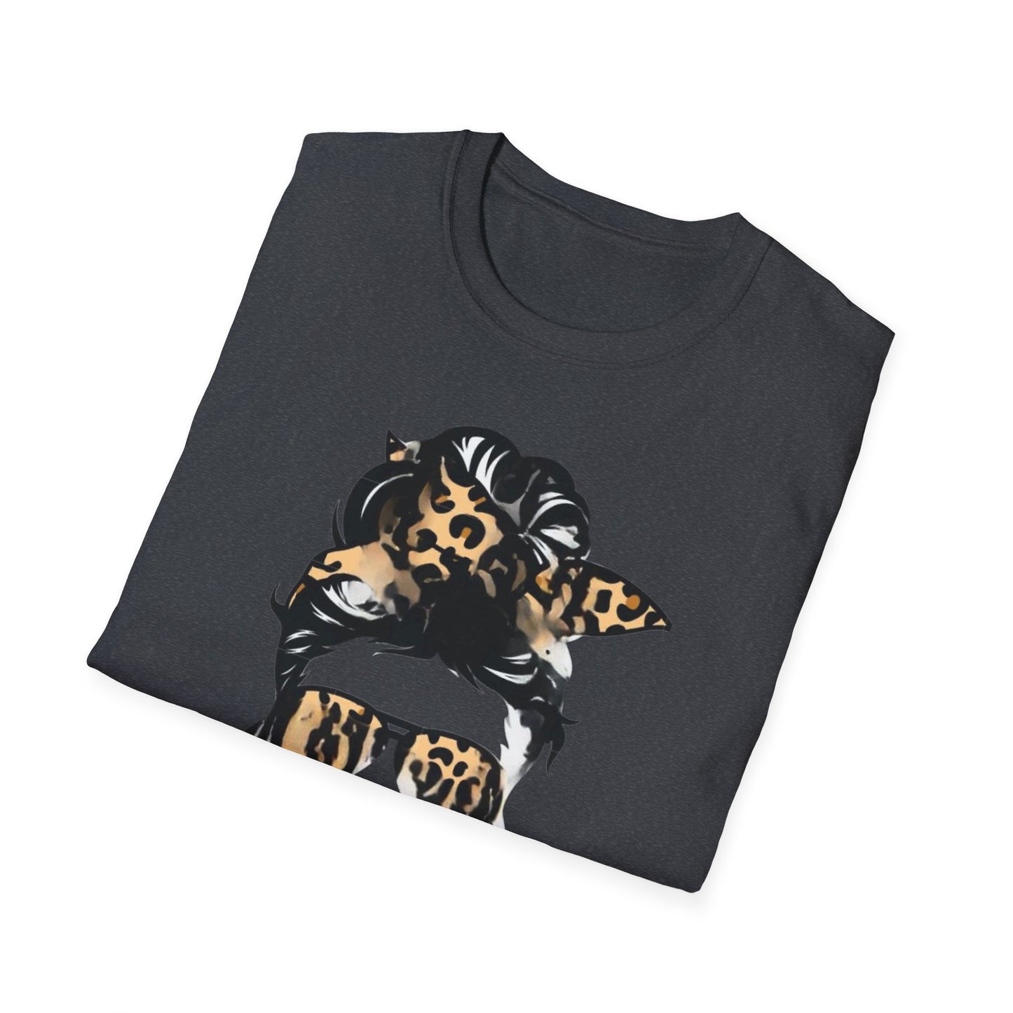 #MomLife Leopard Print Unisex Softstyle T-Shirt, Gift for Moms, Casual Wear, Mother's Day T-Shirt, Trendy Mom Apparel