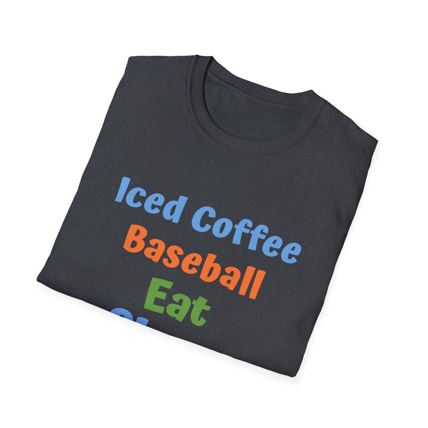 Baseball Graphic Tee - Iced Coffee, Eat Sleep Repeat Shirt, Unisex Softstyle T-Shirt, Sportswear, Summer Gift