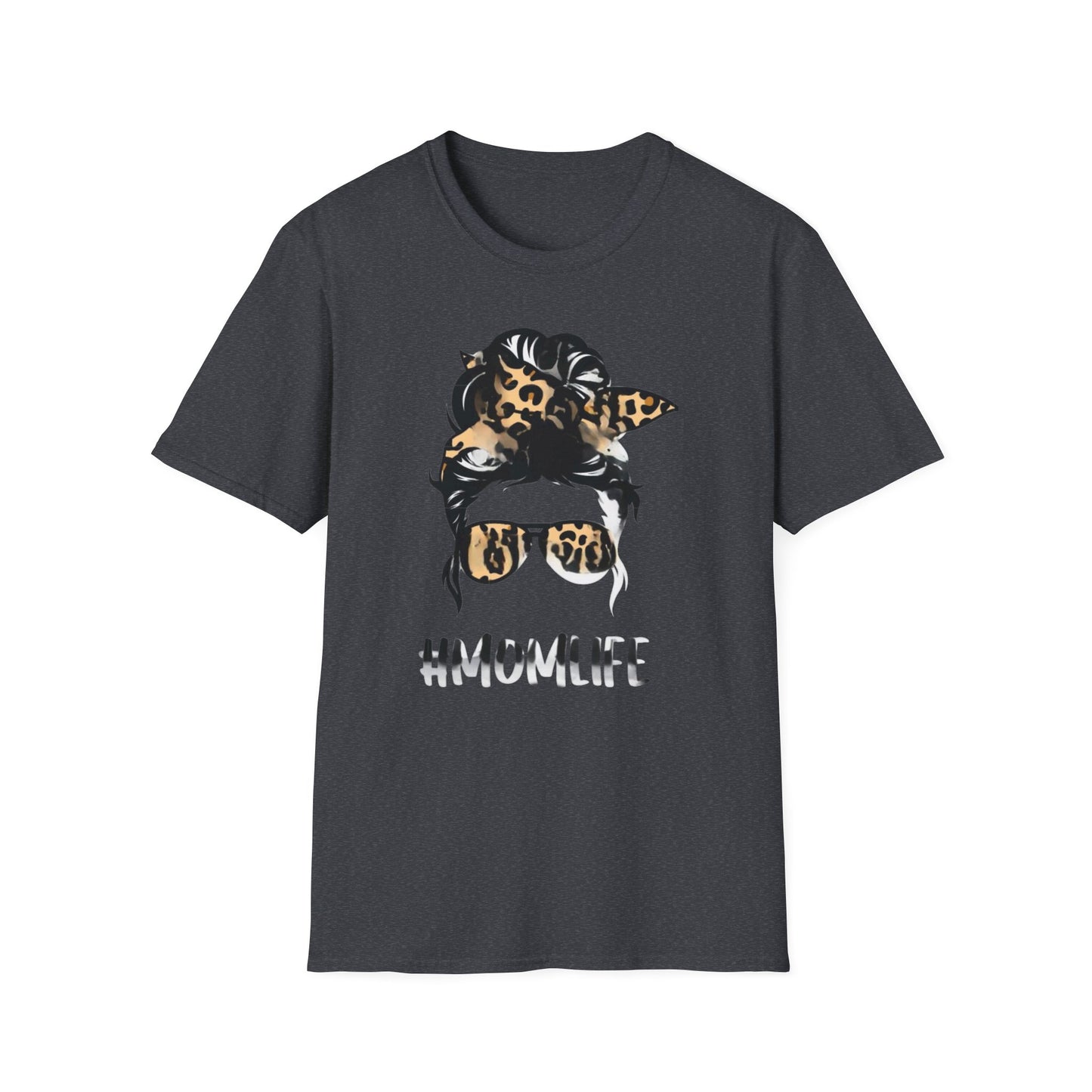 #MomLife Leopard Print Unisex Softstyle T-Shirt, Gift for Moms, Casual Wear, Mother's Day T-Shirt, Trendy Mom Apparel