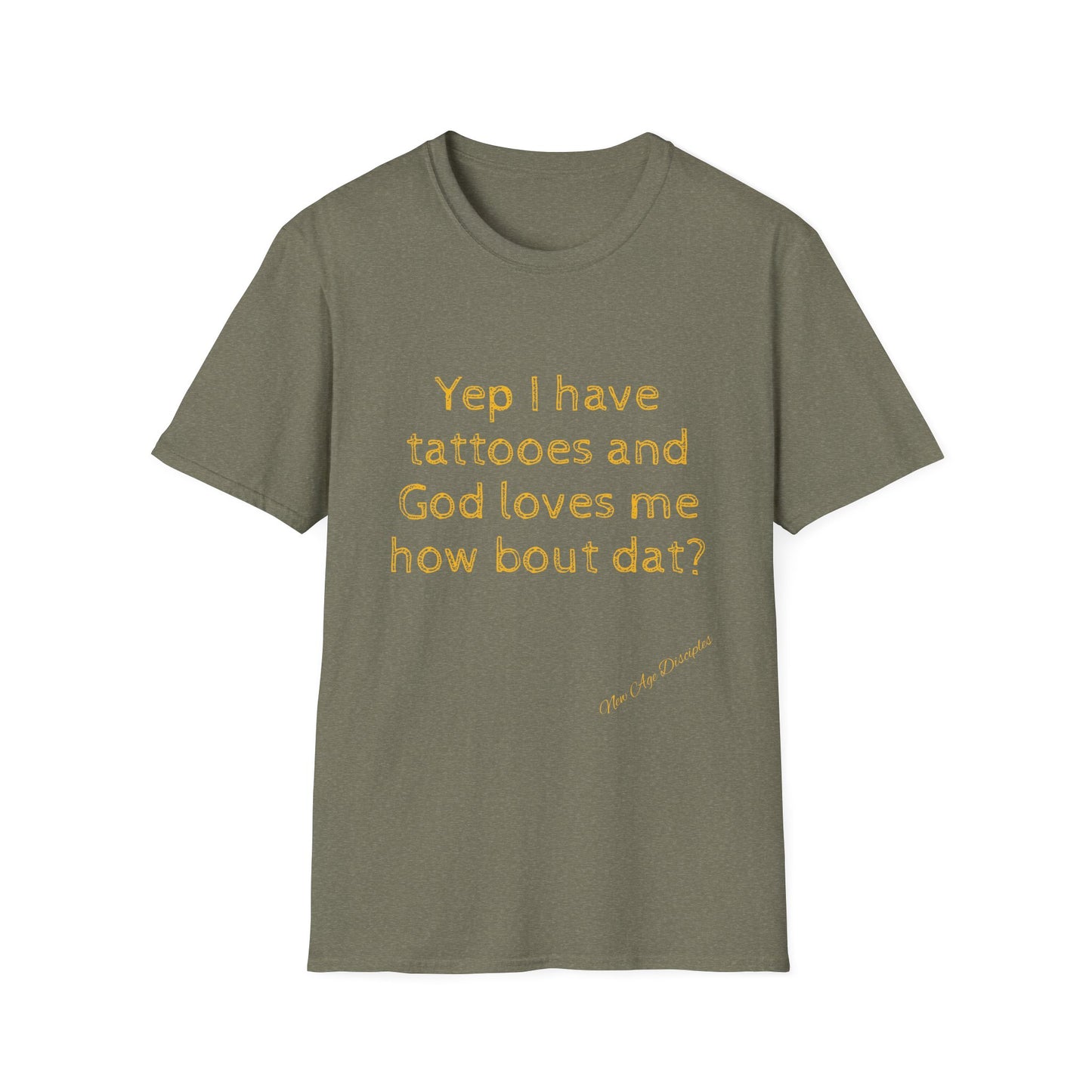 God Loves Me Tattoo Quote T-Shirt, Unisex Graphic Tee, Gift for Tattoo Lovers, February Birthdays, Motivational Shirt