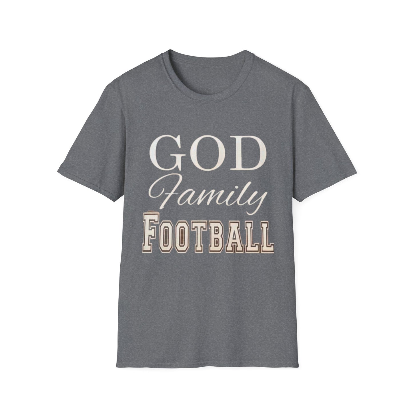 God Family Football Unisex Softstyle T-Shirt | Family Game Day Tee, Sporty Gift, Everyday Comfort, Fall Sportswear, Faith-Inspired Apparel