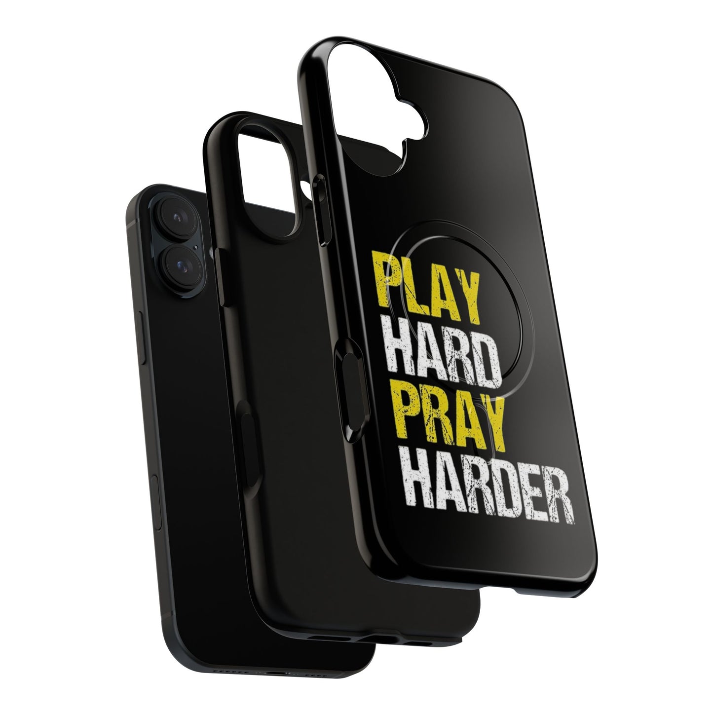 Tough Magnetic Phone Case, Play Hard Pray Harder, Durable Protection, Gifts for Gamers, Sports Enthusiasts, Everyday Use
