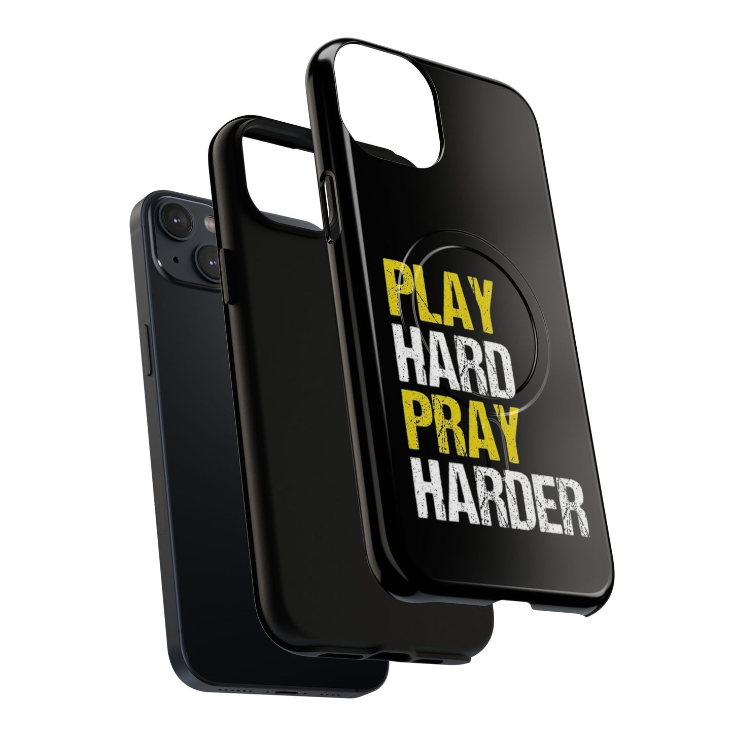 Tough Magnetic Phone Case, Play Hard Pray Harder, Durable Protection, Gifts for Gamers, Sports Enthusiasts, Everyday Use