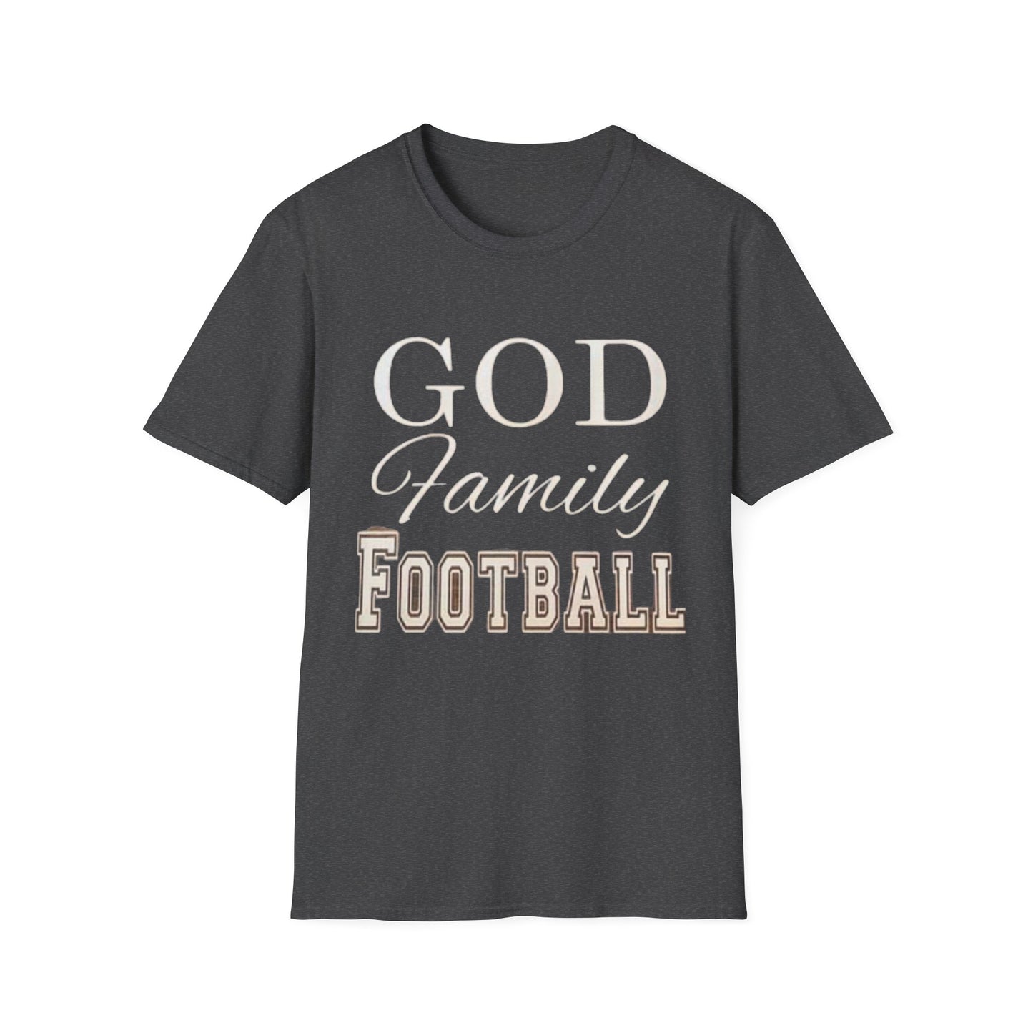 God Family Football Unisex Softstyle T-Shirt | Family Game Day Tee, Sporty Gift, Everyday Comfort, Fall Sportswear, Faith-Inspired Apparel