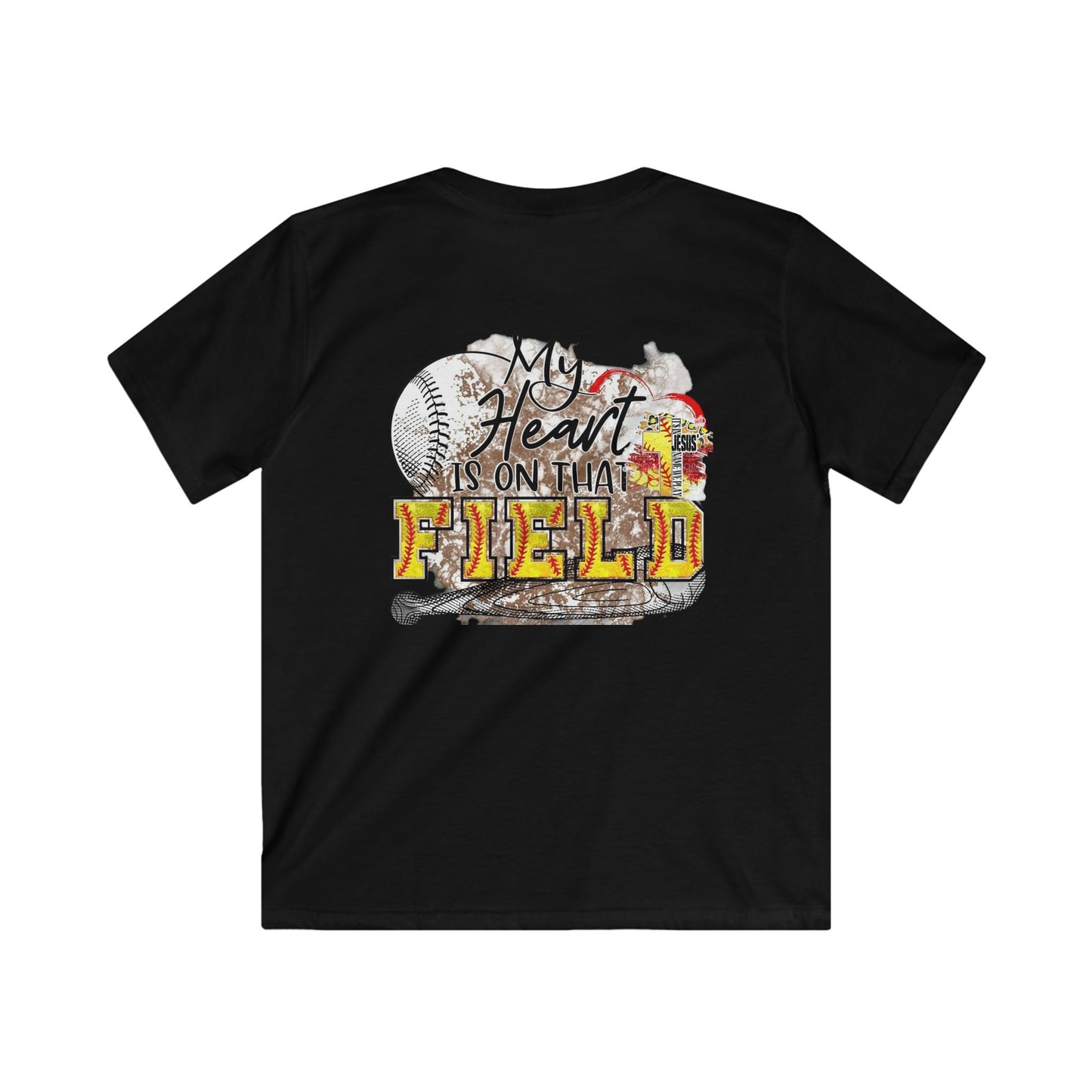 Kids Baseball Tee, Youth Sports Shirt, My Heart is on that Field T-Shirt, Softstyle Kids Tee, Perfect for Team Spirit, Birthday Gift