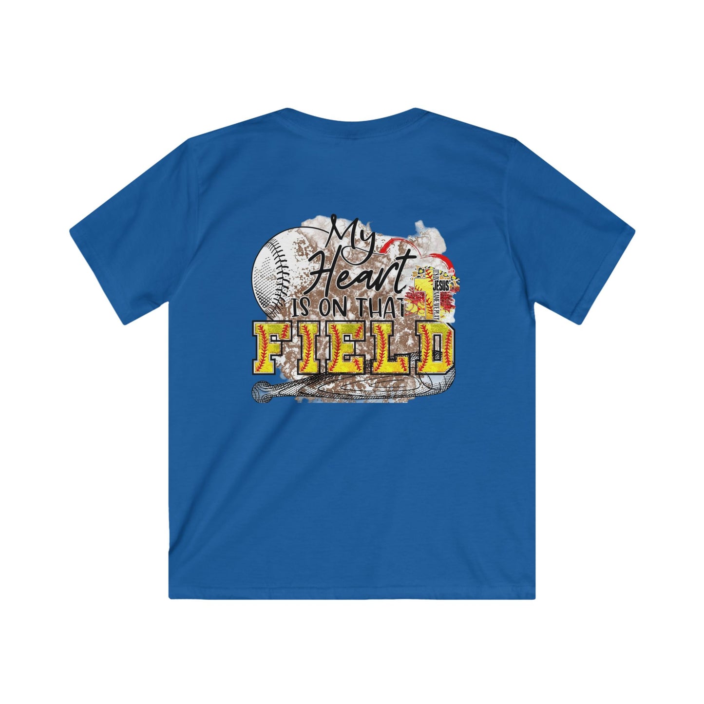 Kids Baseball Tee, Youth Sports Shirt, My Heart is on that Field T-Shirt, Softstyle Kids Tee, Perfect for Team Spirit, Birthday Gift