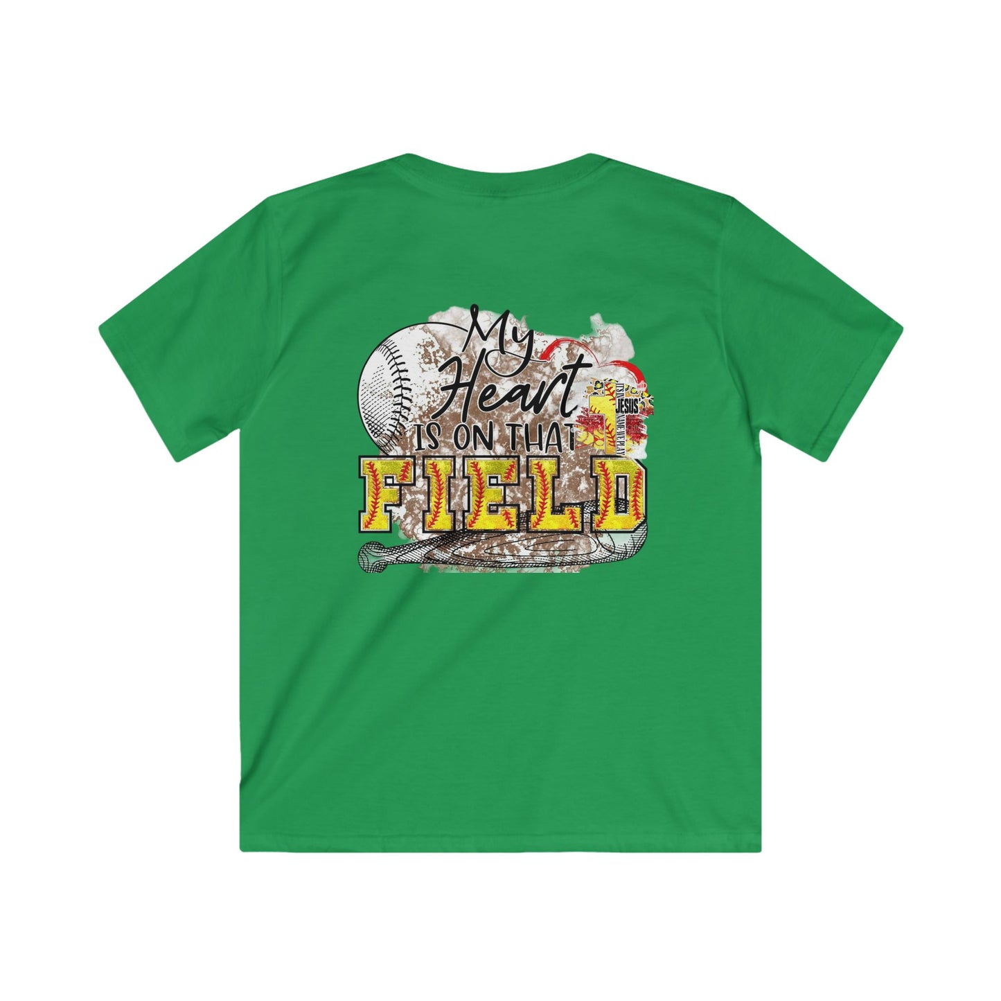 Kids Baseball Tee, Youth Sports Shirt, My Heart is on that Field T-Shirt, Softstyle Kids Tee, Perfect for Team Spirit, Birthday Gift