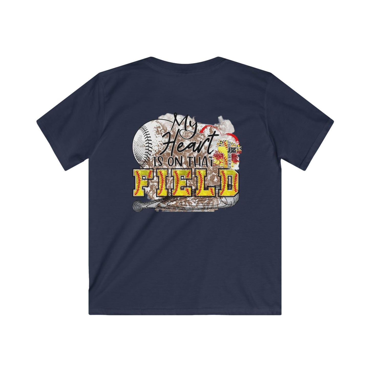 Kids Baseball Tee, Youth Sports Shirt, My Heart is on that Field T-Shirt, Softstyle Kids Tee, Perfect for Team Spirit, Birthday Gift