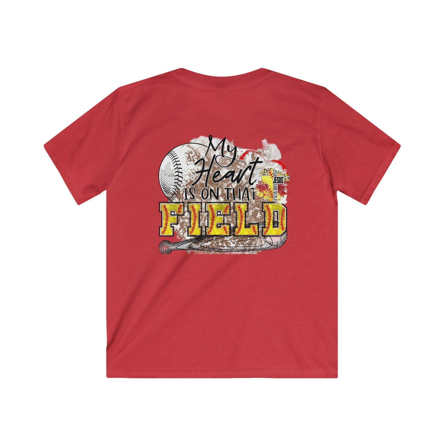 Kids Baseball Tee, Youth Sports Shirt, My Heart is on that Field T-Shirt, Softstyle Kids Tee, Perfect for Team Spirit, Birthday Gift
