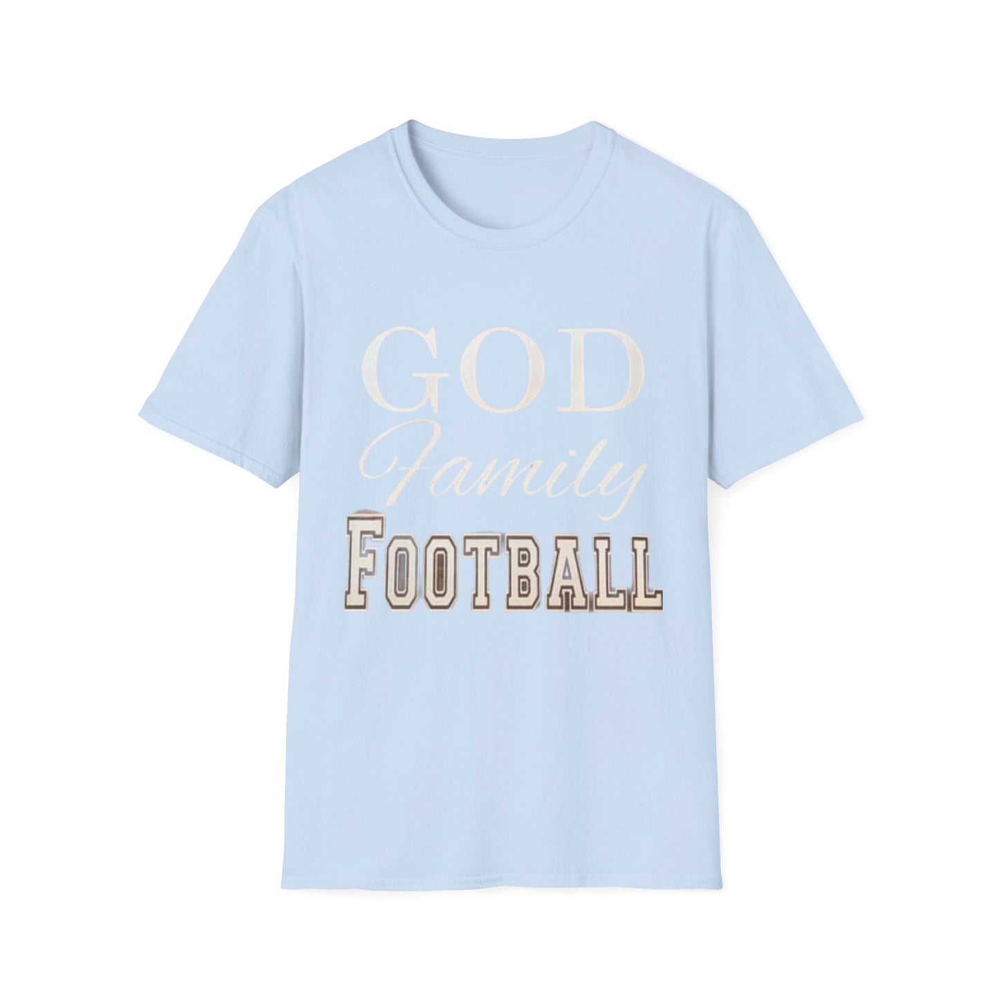 God Family Football Unisex Softstyle T-Shirt | Family Game Day Tee, Sporty Gift, Everyday Comfort, Fall Sportswear, Faith-Inspired Apparel