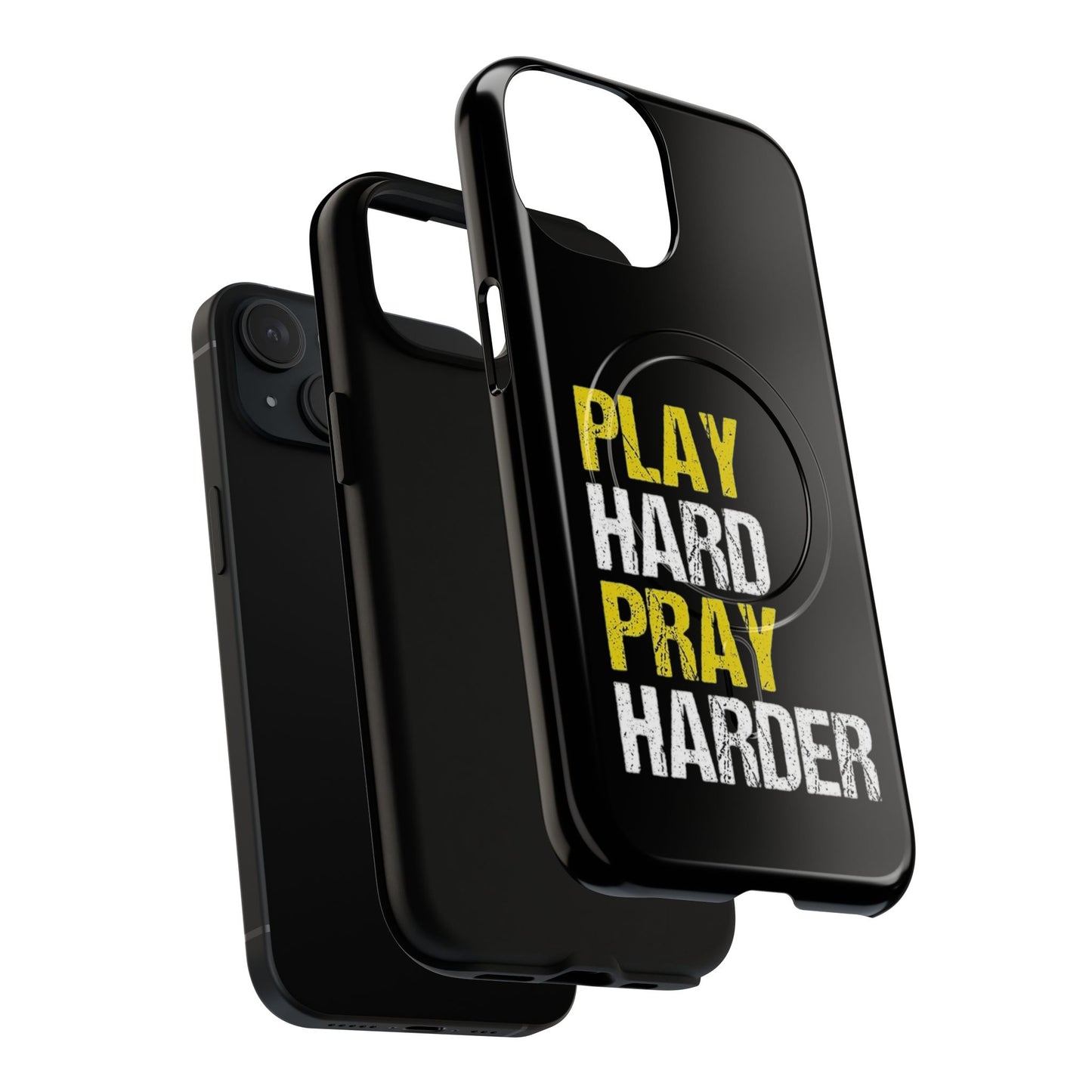 Tough Magnetic Phone Case, Play Hard Pray Harder, Durable Protection, Gifts for Gamers, Sports Enthusiasts, Everyday Use