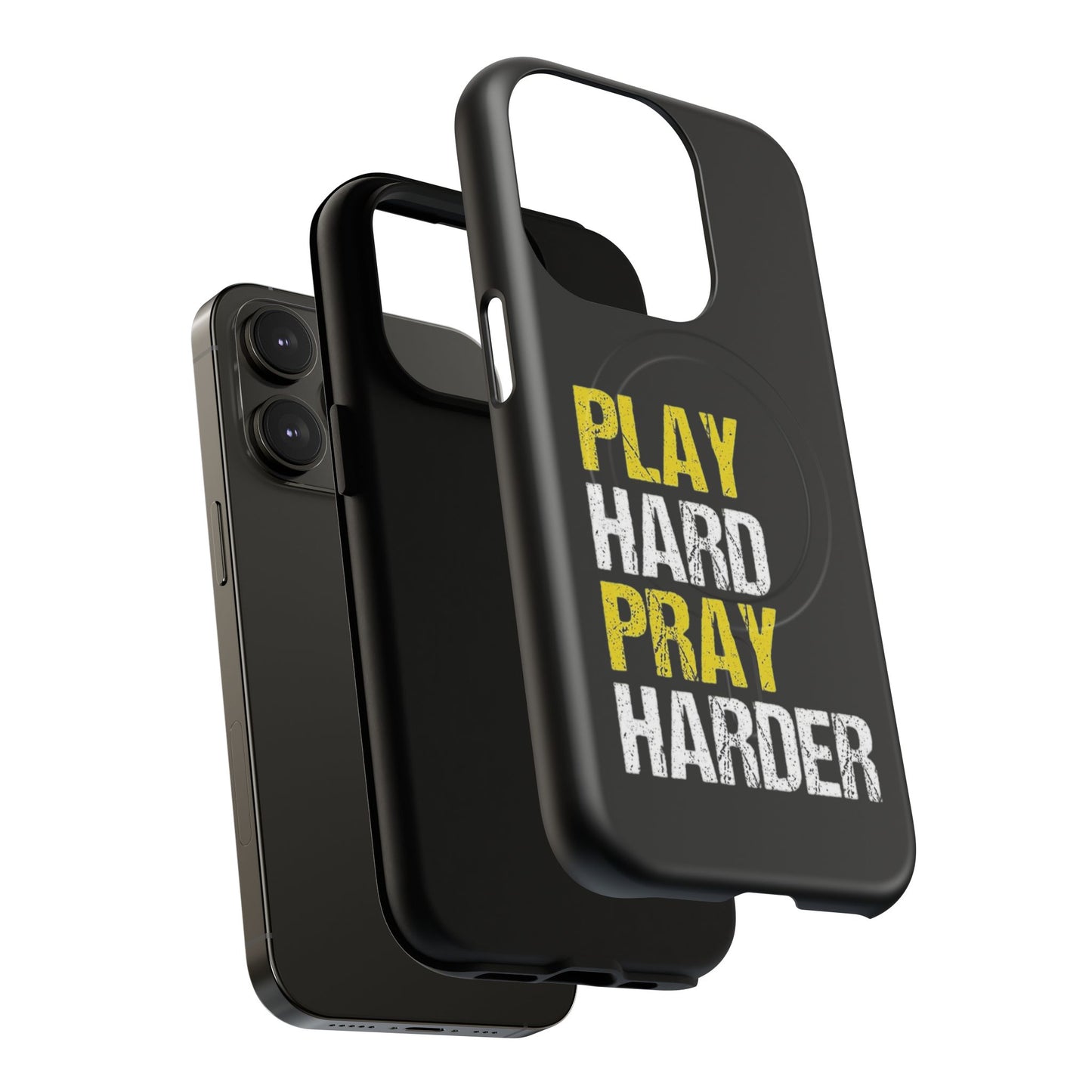 Tough Magnetic Phone Case, Play Hard Pray Harder, Durable Protection, Gifts for Gamers, Sports Enthusiasts, Everyday Use